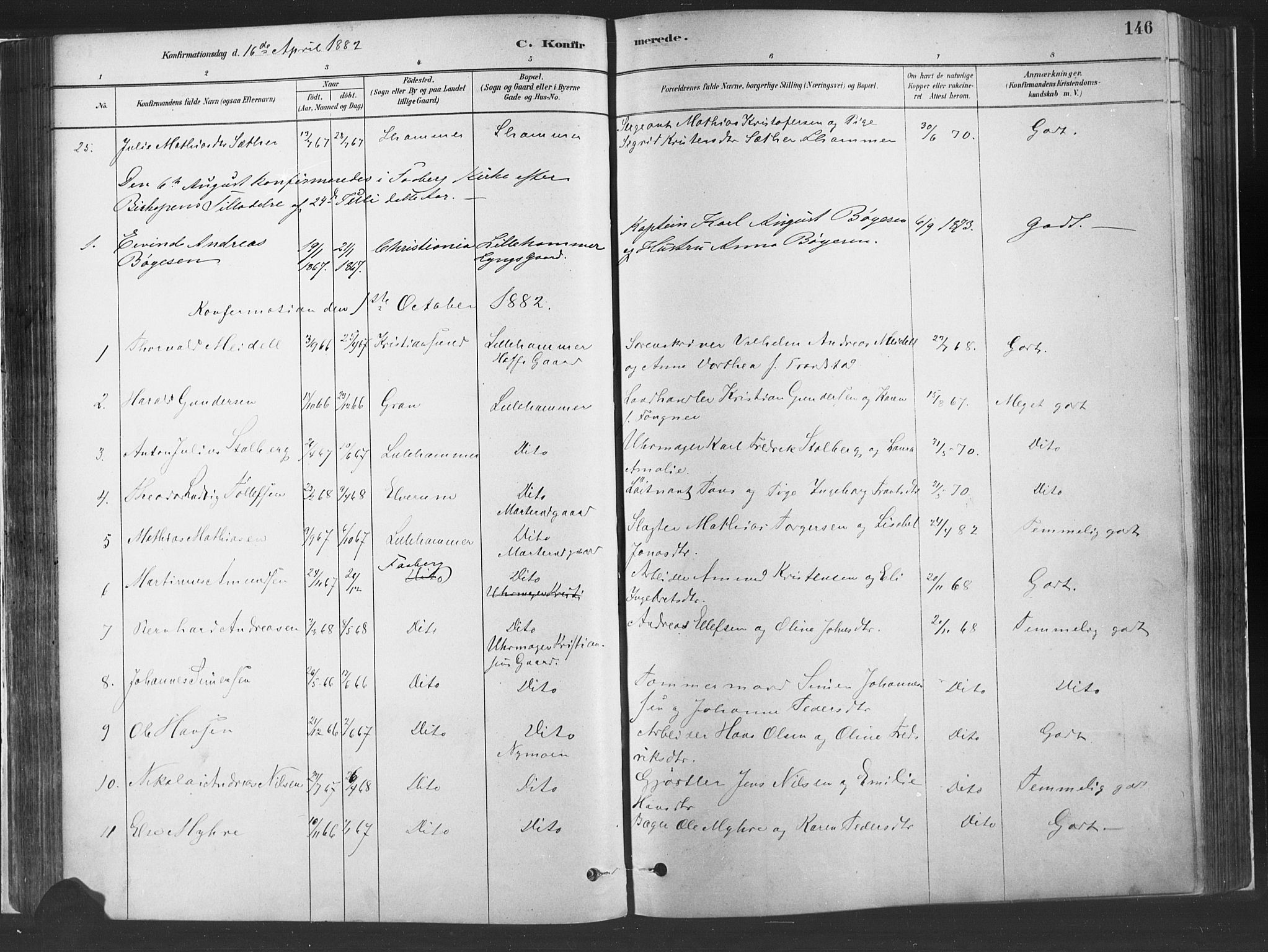 Fåberg prestekontor, SAH/PREST-086/H/Ha/Haa/L0010: Parish register (official) no. 10, 1879-1900, p. 146