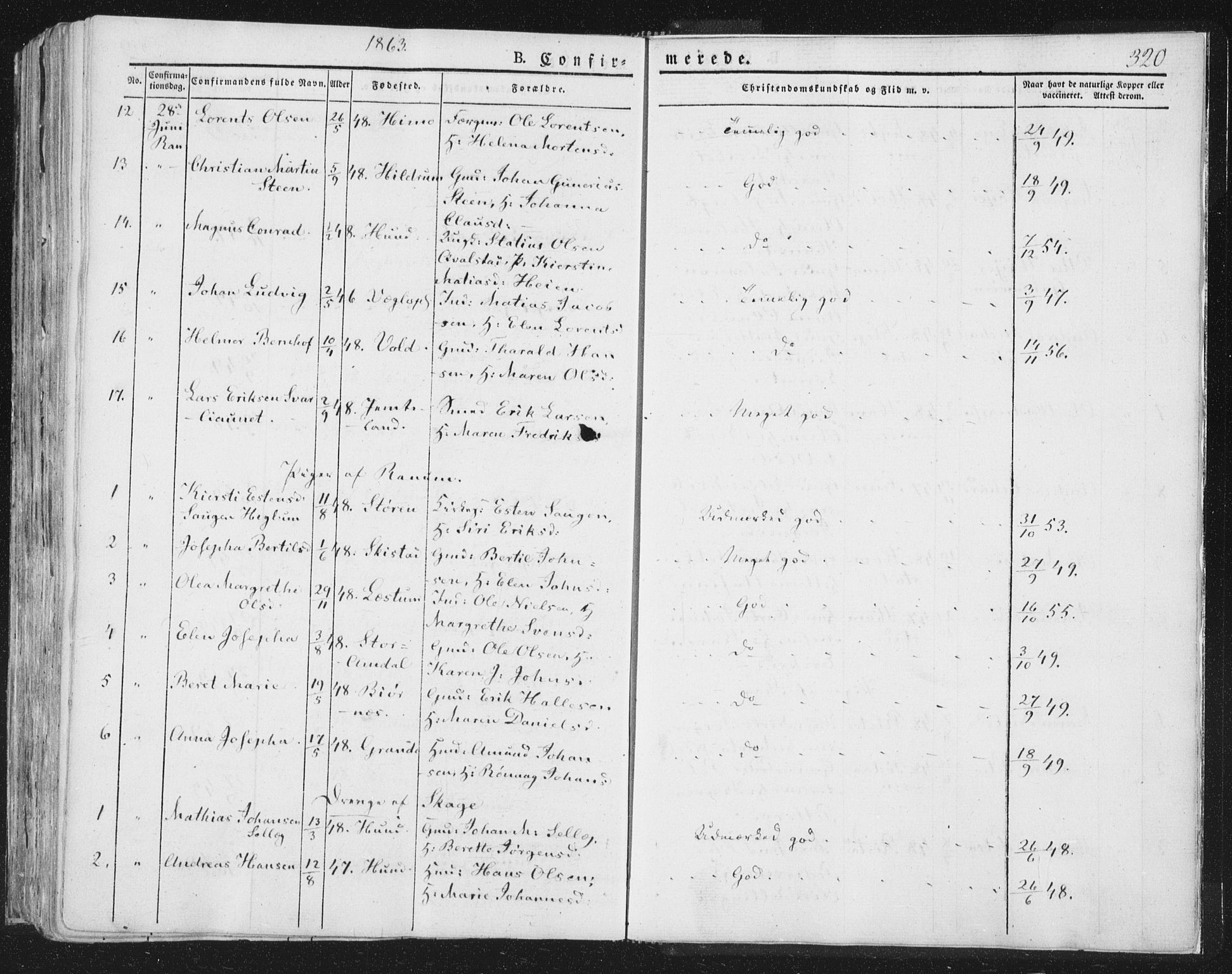 Ministerialprotokoller, klokkerbøker og fødselsregistre - Nord-Trøndelag, AV/SAT-A-1458/764/L0551: Parish register (official) no. 764A07a, 1824-1864, p. 320