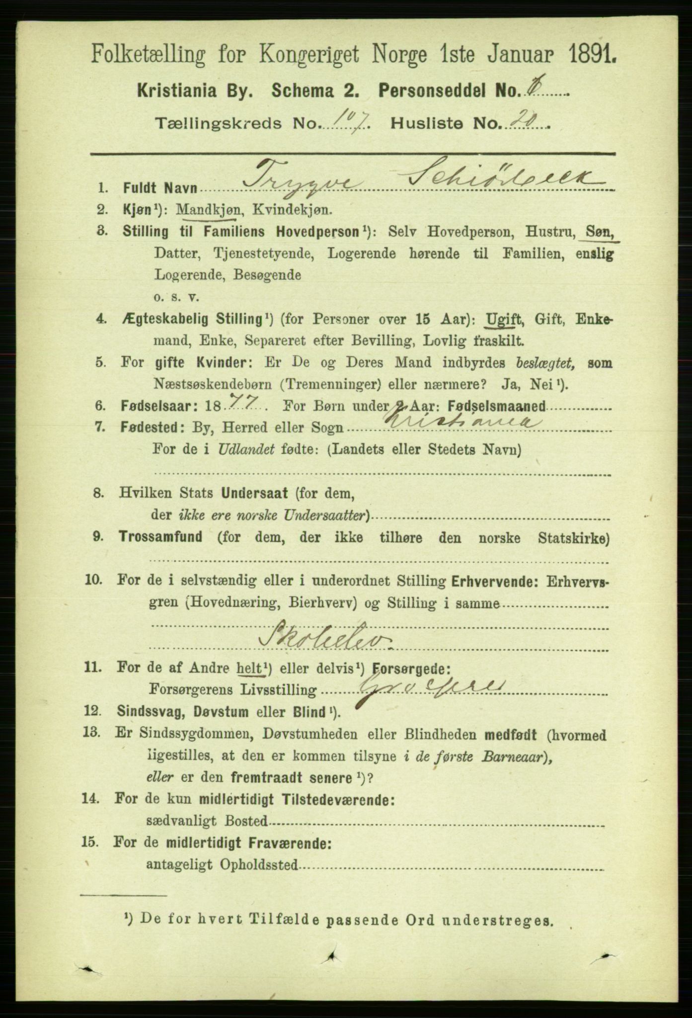 RA, 1891 census for 0301 Kristiania, 1891, p. 54957