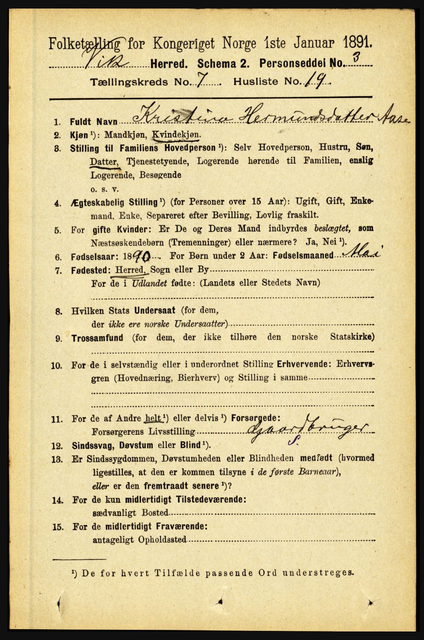 RA, 1891 census for 1417 Vik, 1891, p. 3320