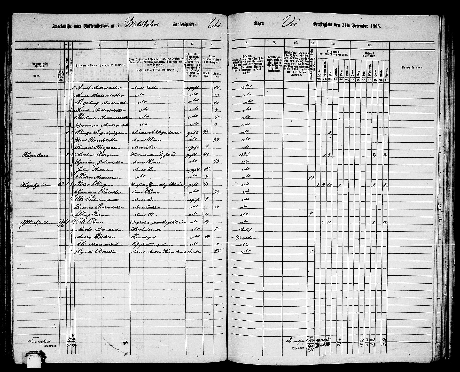 RA, 1865 census for Veøy, 1865, p. 44