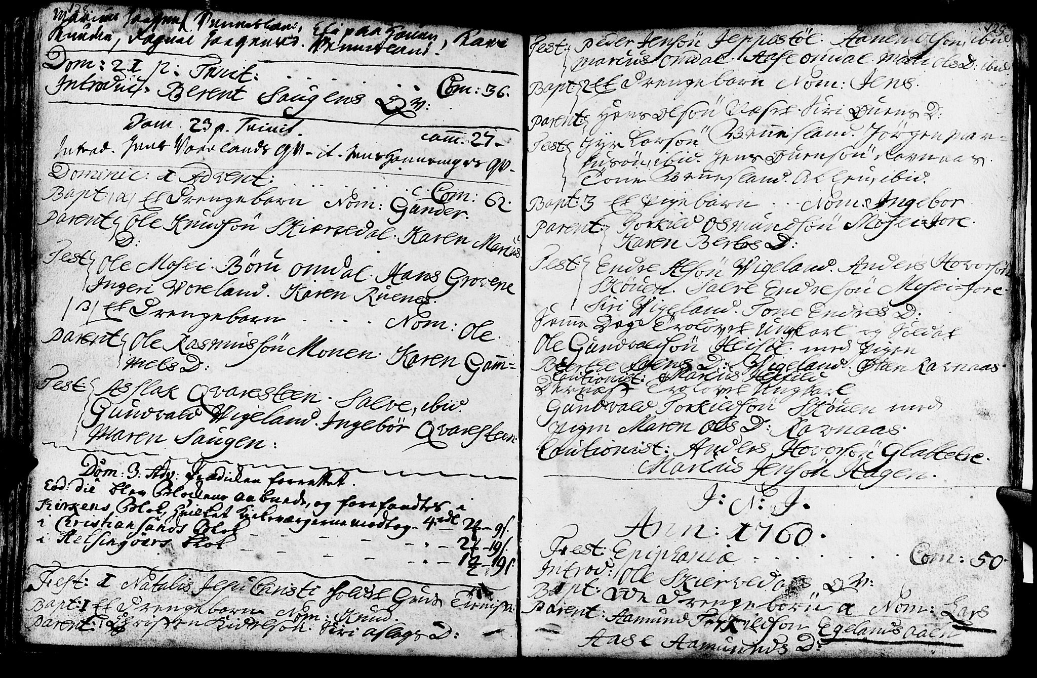 Vennesla sokneprestkontor, SAK/1111-0045/Fa/Fab/L0001: Parish register (official) no. A 1, 1741-1794, p. 128-129