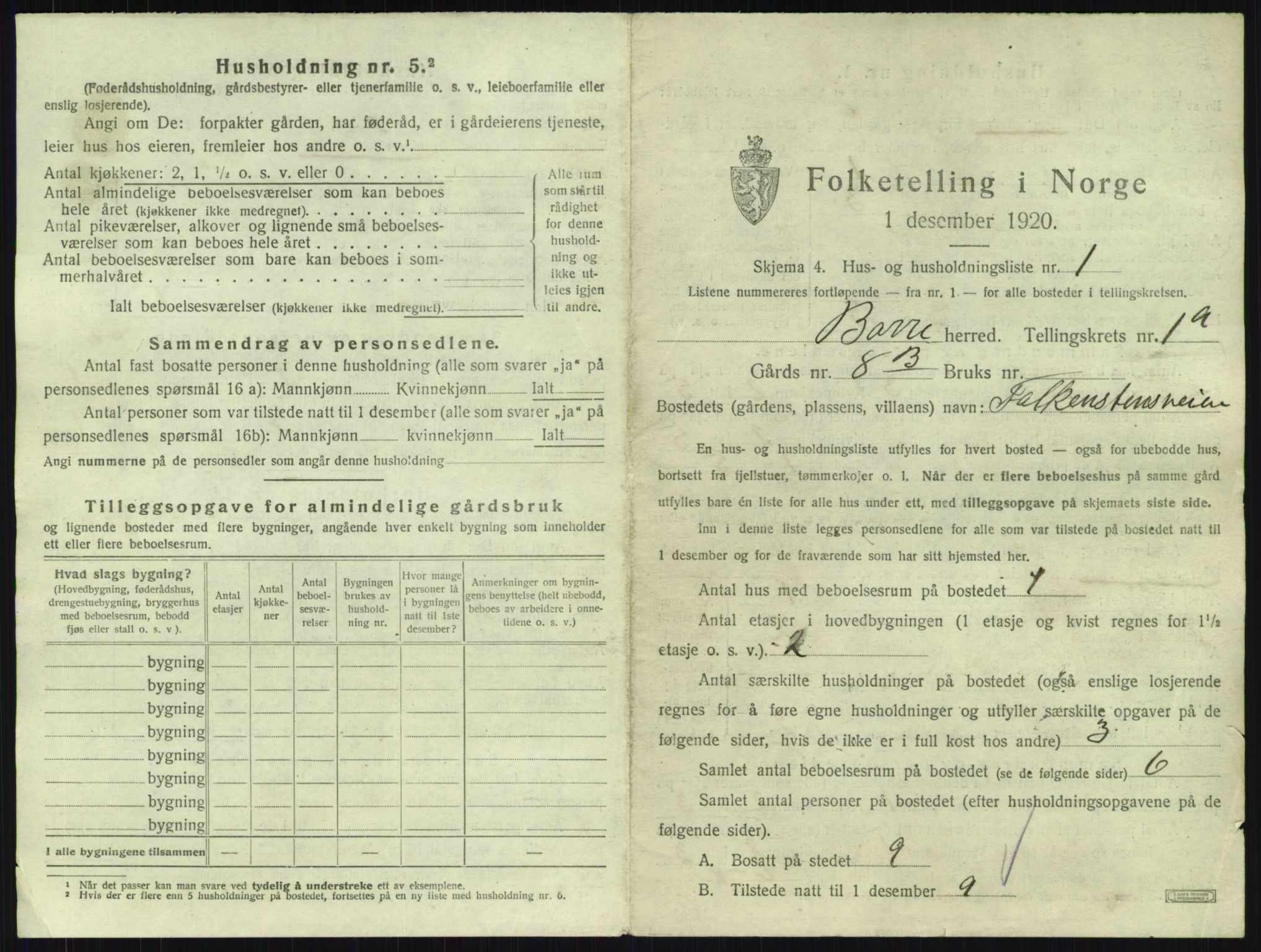 SAKO, 1920 census for Borre, 1920, p. 32