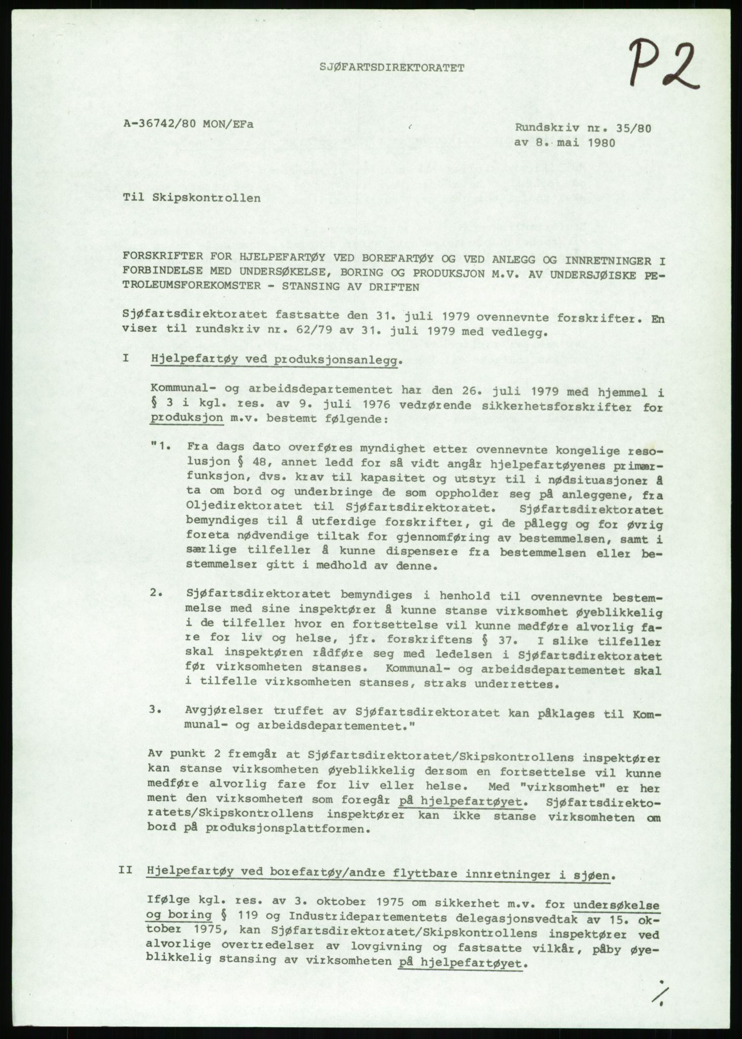 Justisdepartementet, Granskningskommisjonen ved Alexander Kielland-ulykken 27.3.1980, RA/S-1165/D/L0017: P Hjelpefartøy (Doku.liste + P1-P6 av 6)/Q Hovedredningssentralen (Q0-Q27 av 27), 1980-1981, p. 25