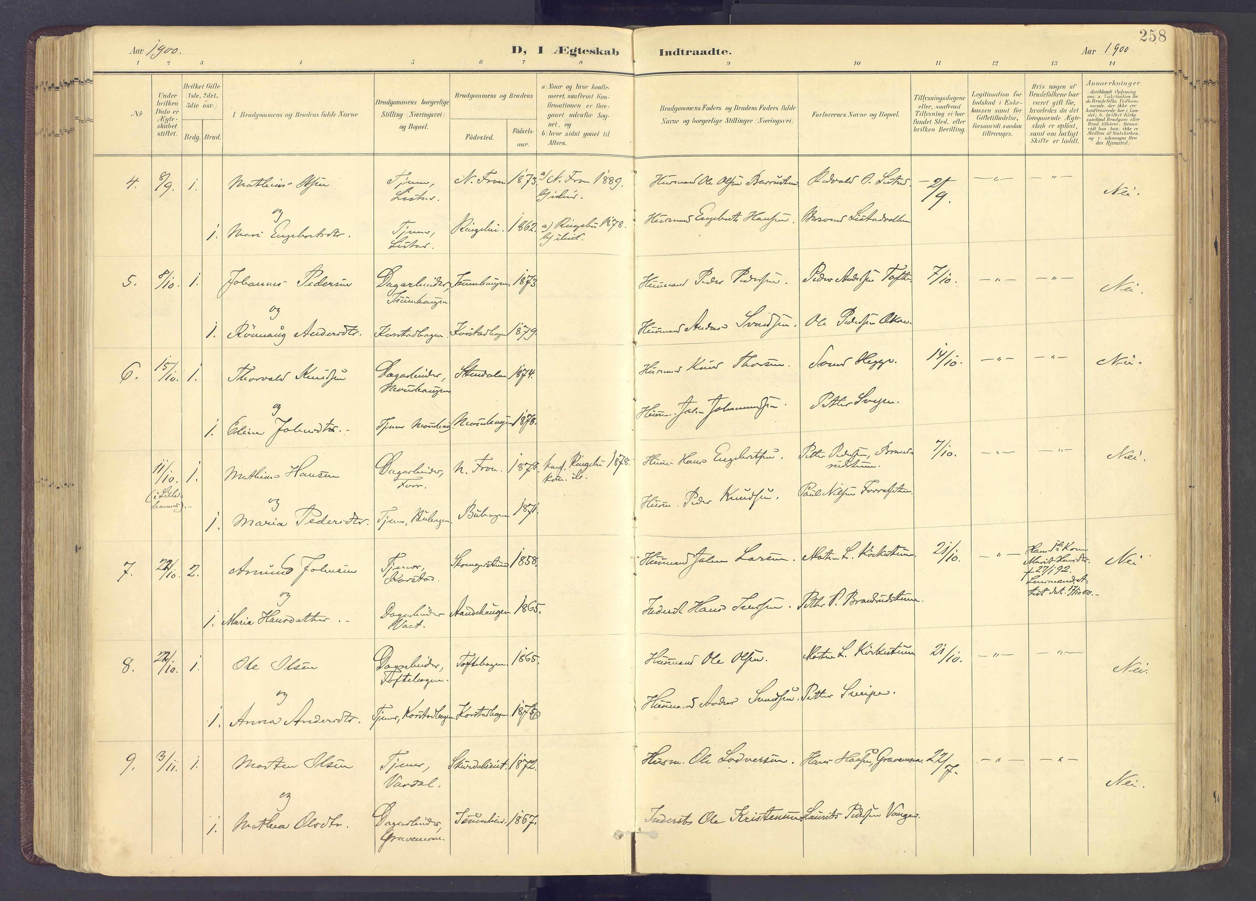 Sør-Fron prestekontor, SAH/PREST-010/H/Ha/Haa/L0004: Parish register (official) no. 4, 1898-1919, p. 258