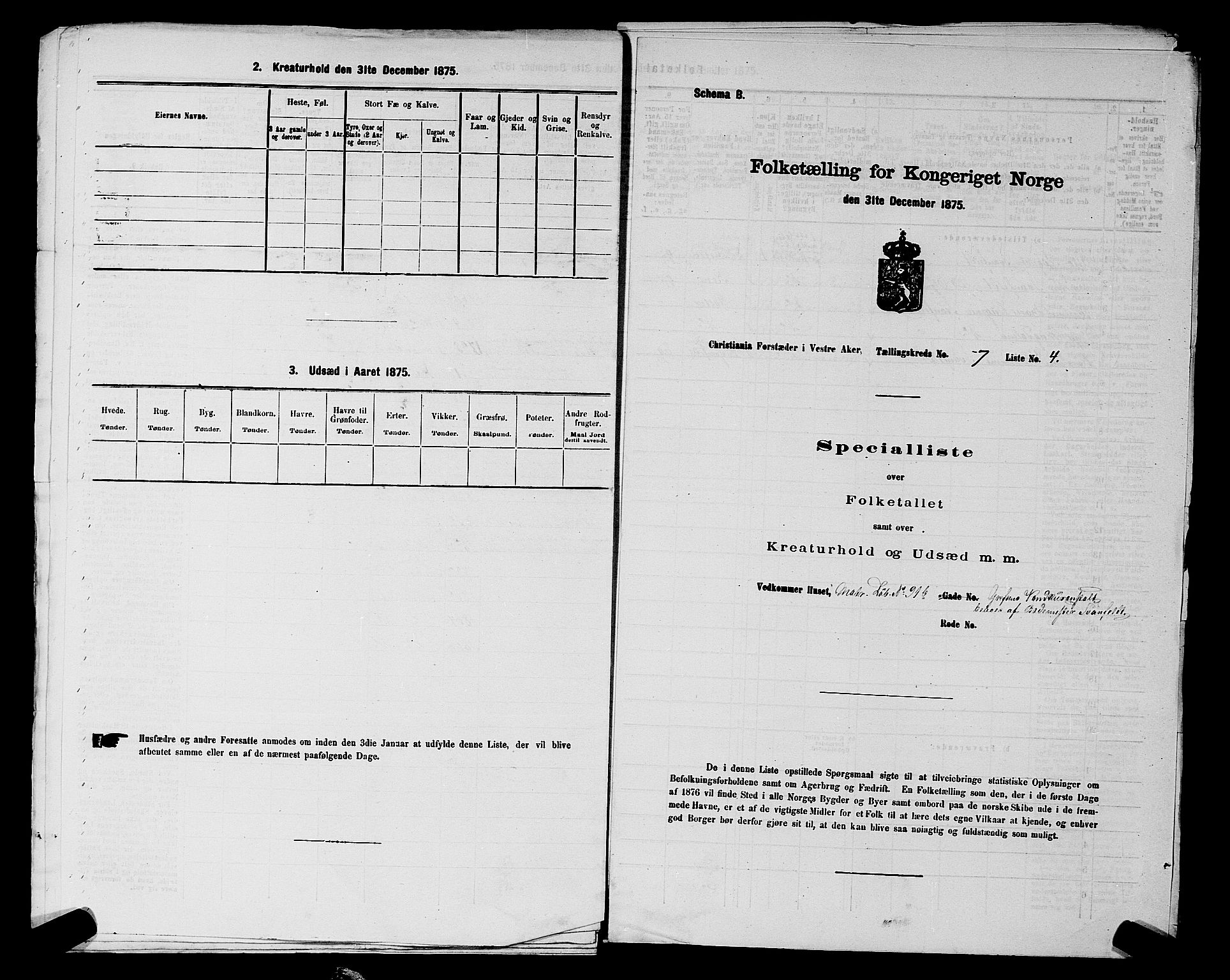 RA, 1875 census for 0218aP Vestre Aker, 1875, p. 1150