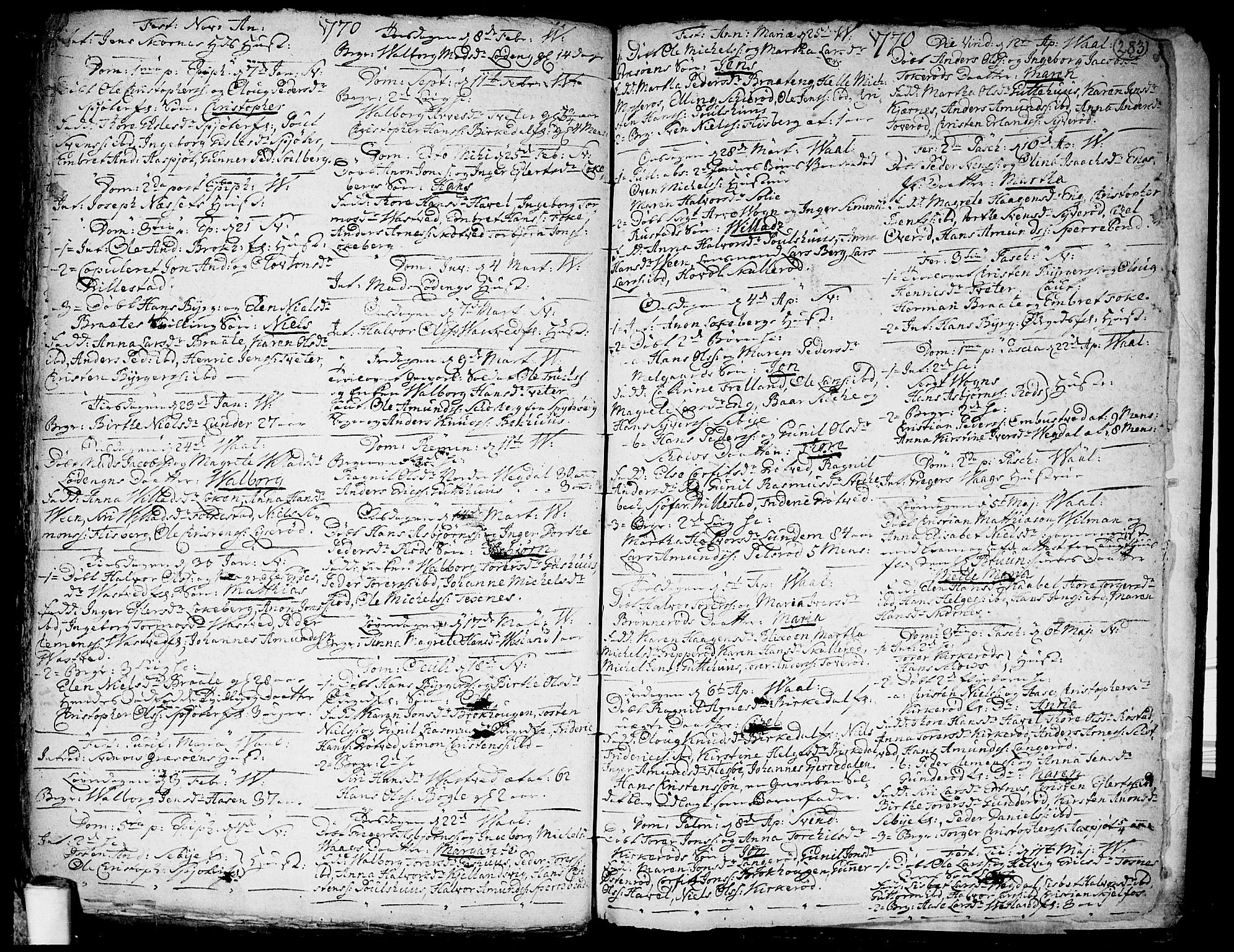 Våler prestekontor Kirkebøker, AV/SAO-A-11083/F/Fa/L0003: Parish register (official) no. I 3, 1730-1770, p. 283