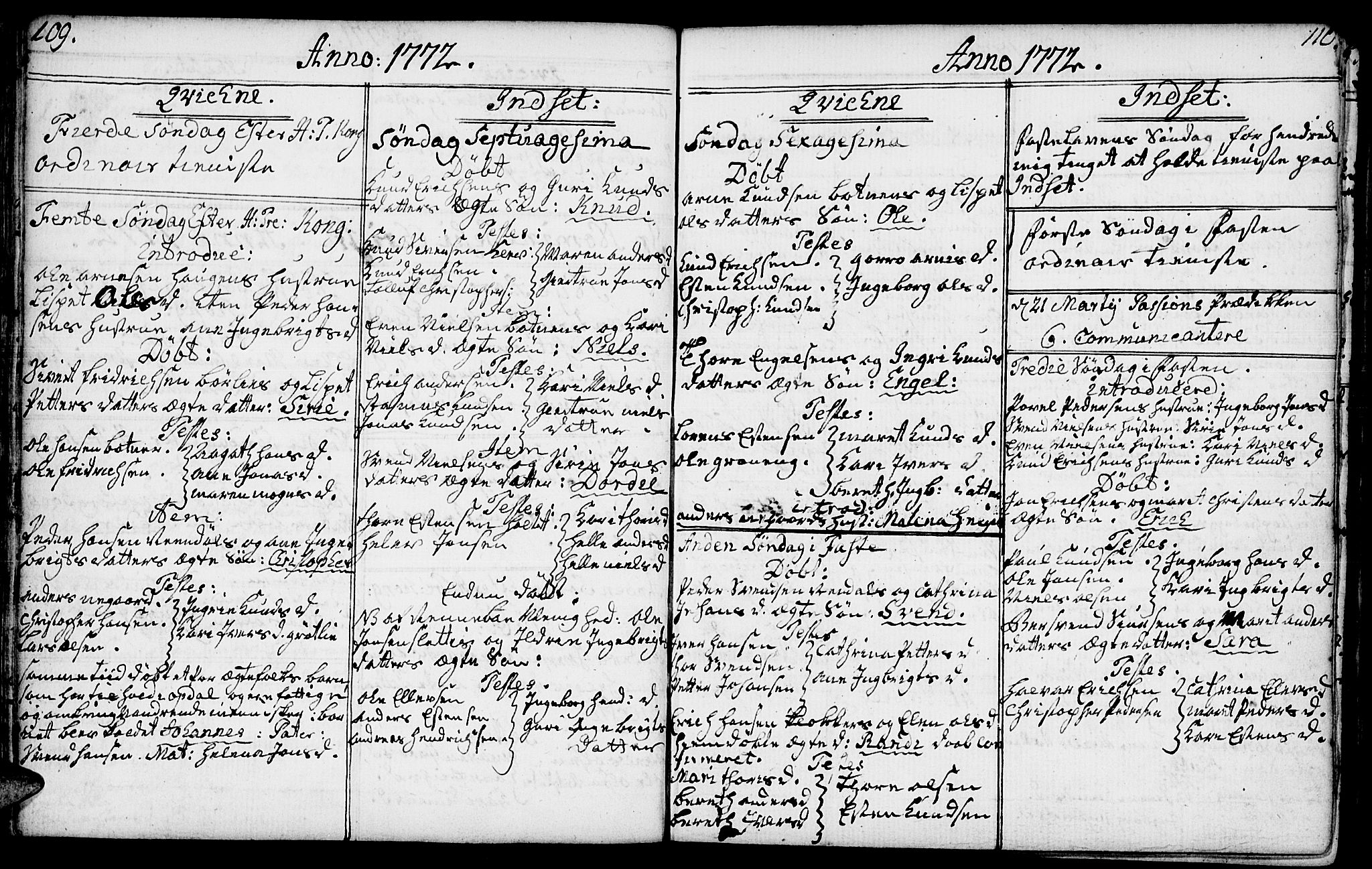 Kvikne prestekontor, SAH/PREST-064/H/Ha/Haa/L0002: Parish register (official) no. 2, 1764-1784, p. 109-110