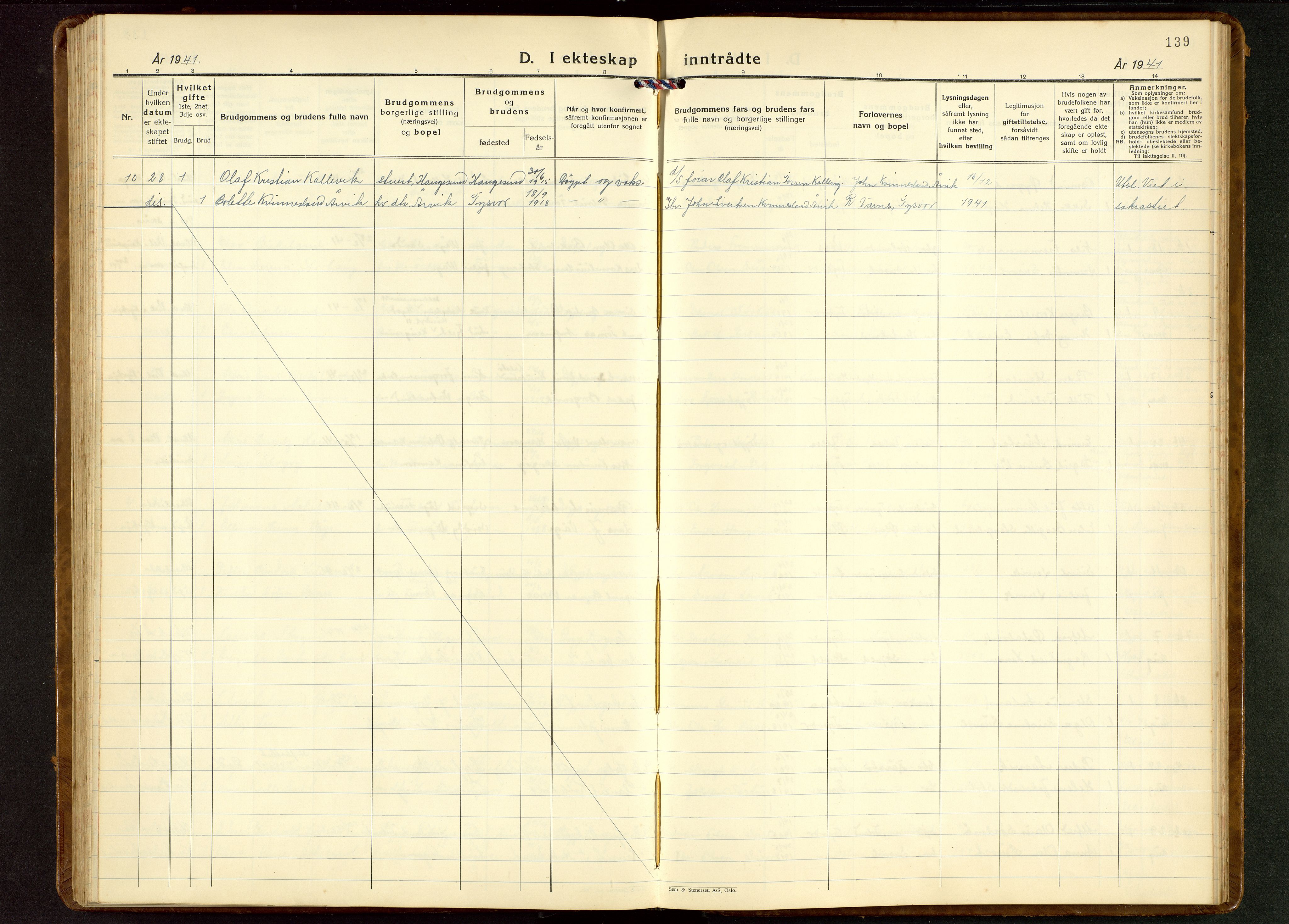 Tysvær sokneprestkontor, SAST/A -101864/H/Ha/Hab/L0006: Parish register (copy) no. B 6, 1932-1946, p. 139