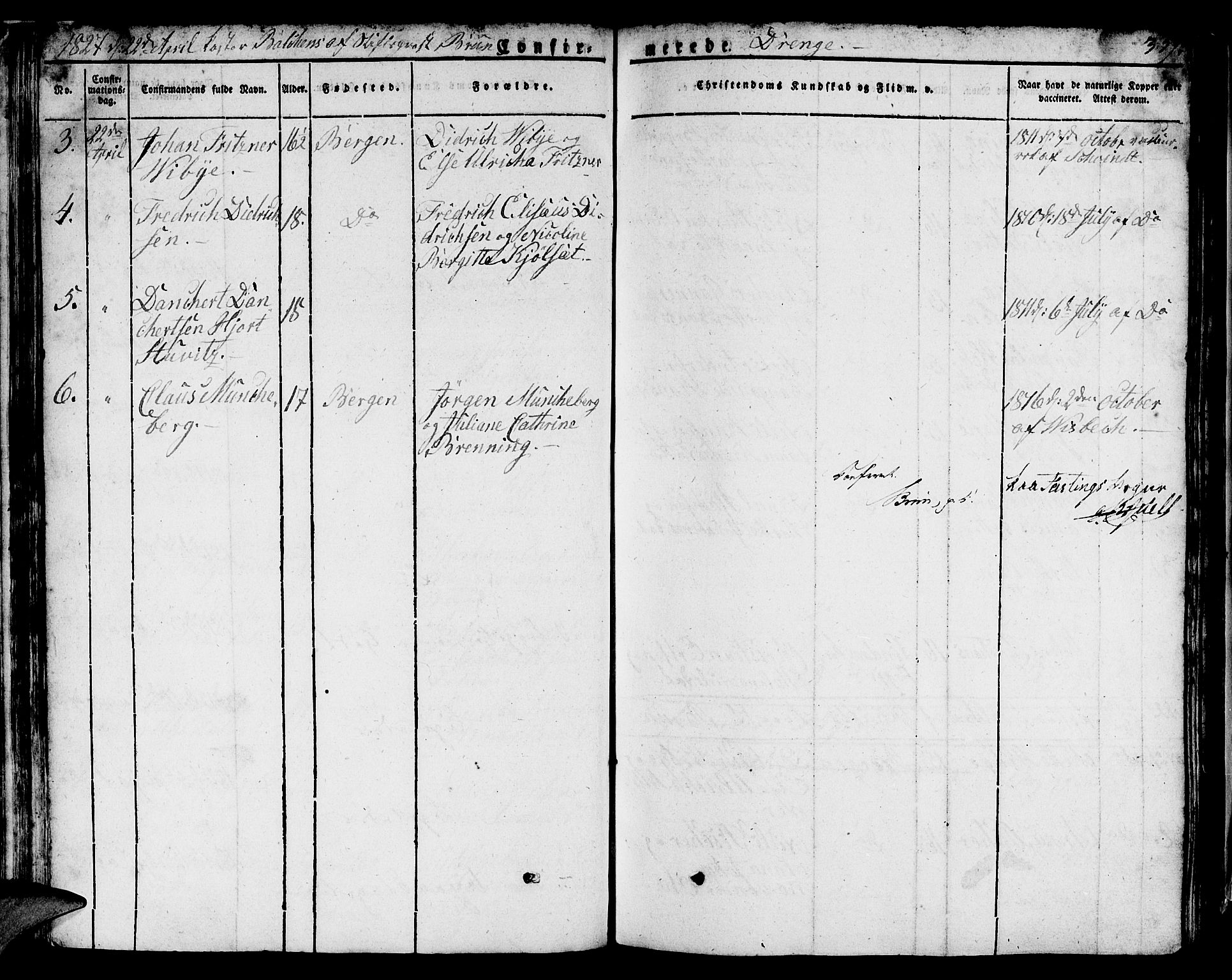 Domkirken sokneprestembete, AV/SAB-A-74801/H/Hab/L0002: Parish register (copy) no. A 2, 1821-1839, p. 339