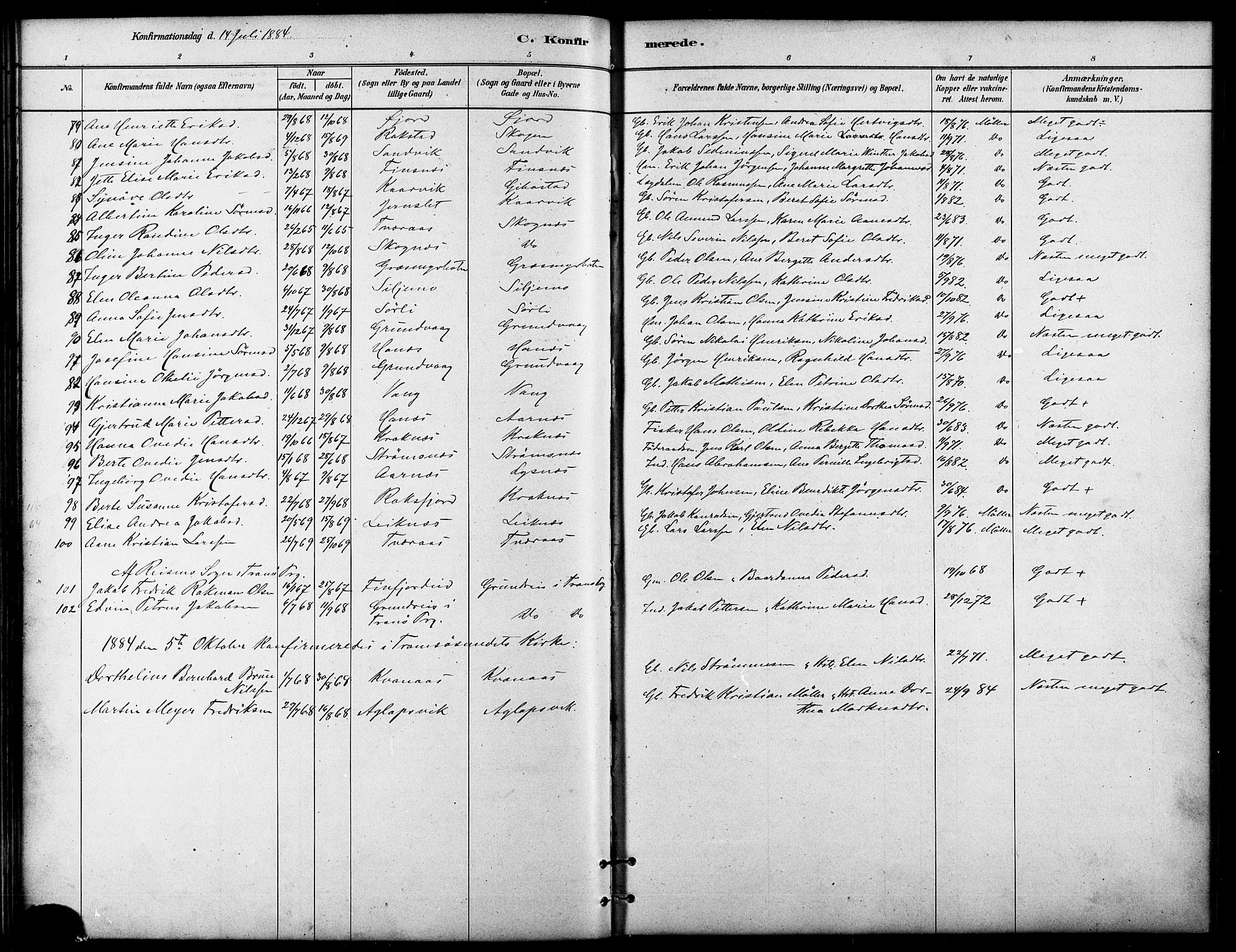 Lenvik sokneprestembete, AV/SATØ-S-1310/H/Ha/Haa/L0011kirke: Parish register (official) no. 11, 1880-1889