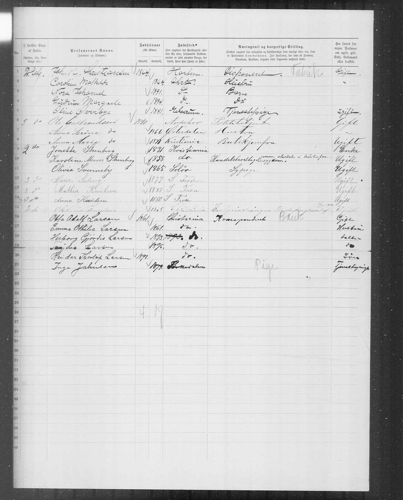 OBA, Municipal Census 1899 for Kristiania, 1899, p. 10976