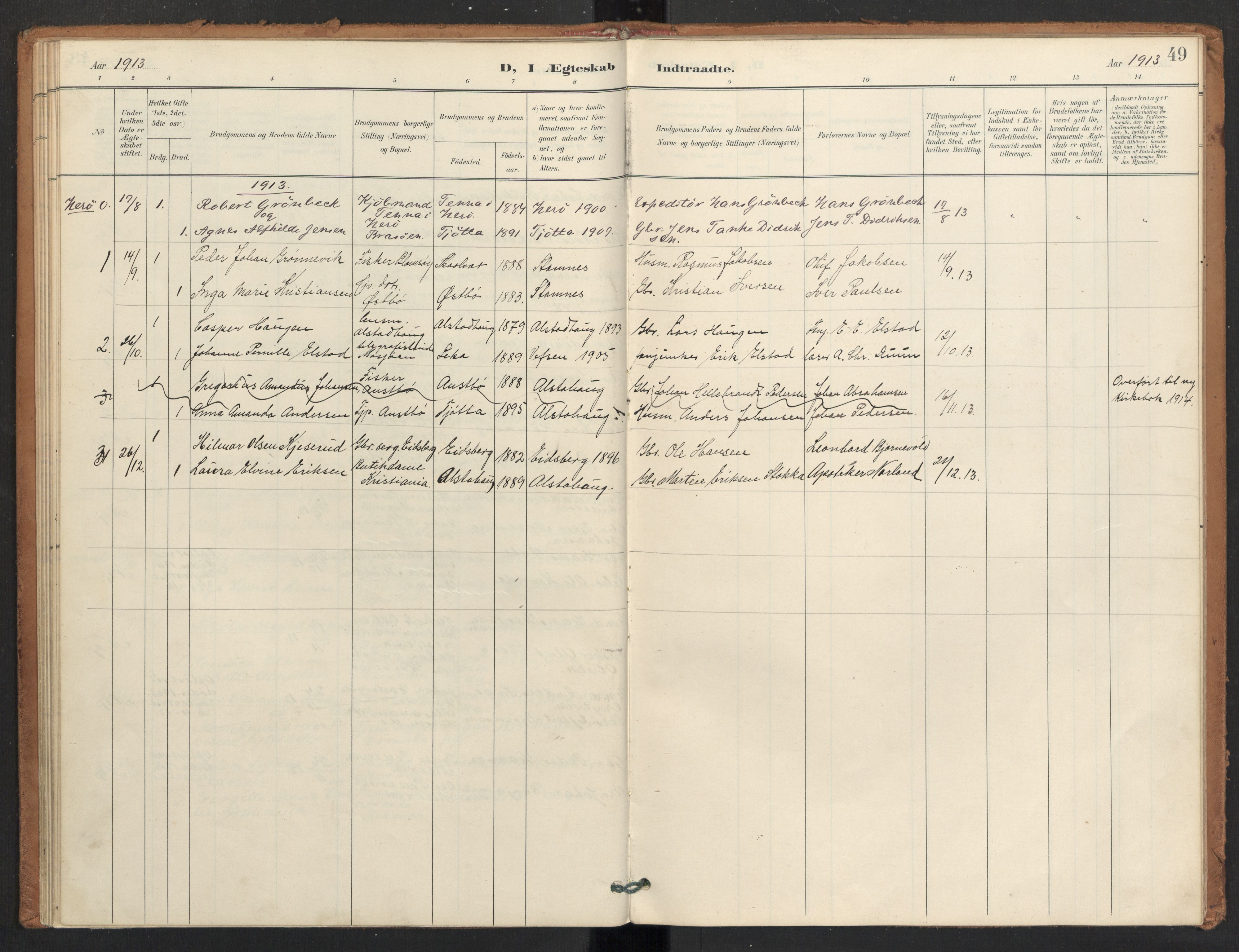 Ministerialprotokoller, klokkerbøker og fødselsregistre - Nordland, SAT/A-1459/830/L0454: Parish register (official) no. 830A18, 1897-1913, p. 49