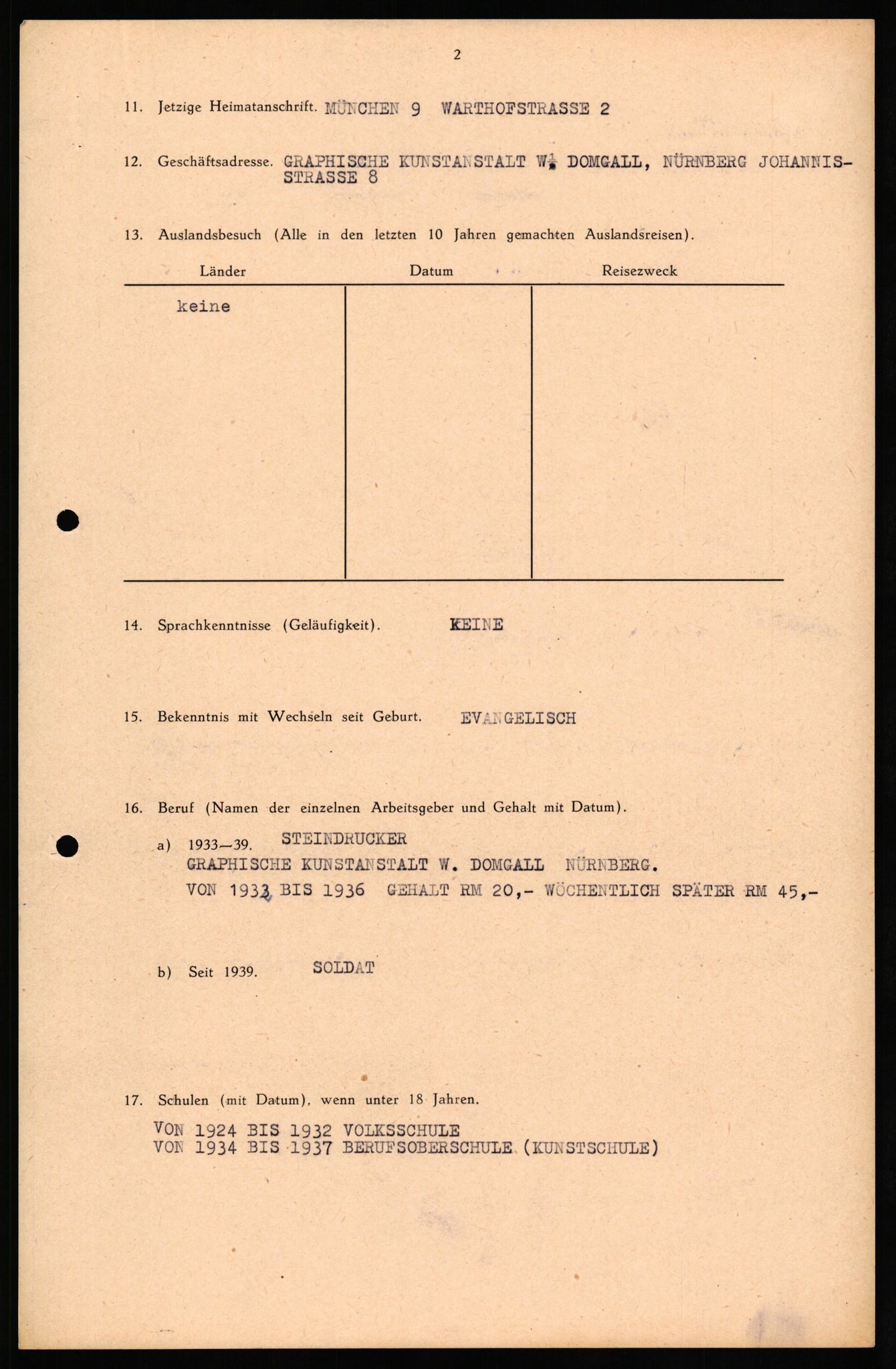 Forsvaret, Forsvarets overkommando II, RA/RAFA-3915/D/Db/L0034: CI Questionaires. Tyske okkupasjonsstyrker i Norge. Tyskere., 1945-1946, p. 125