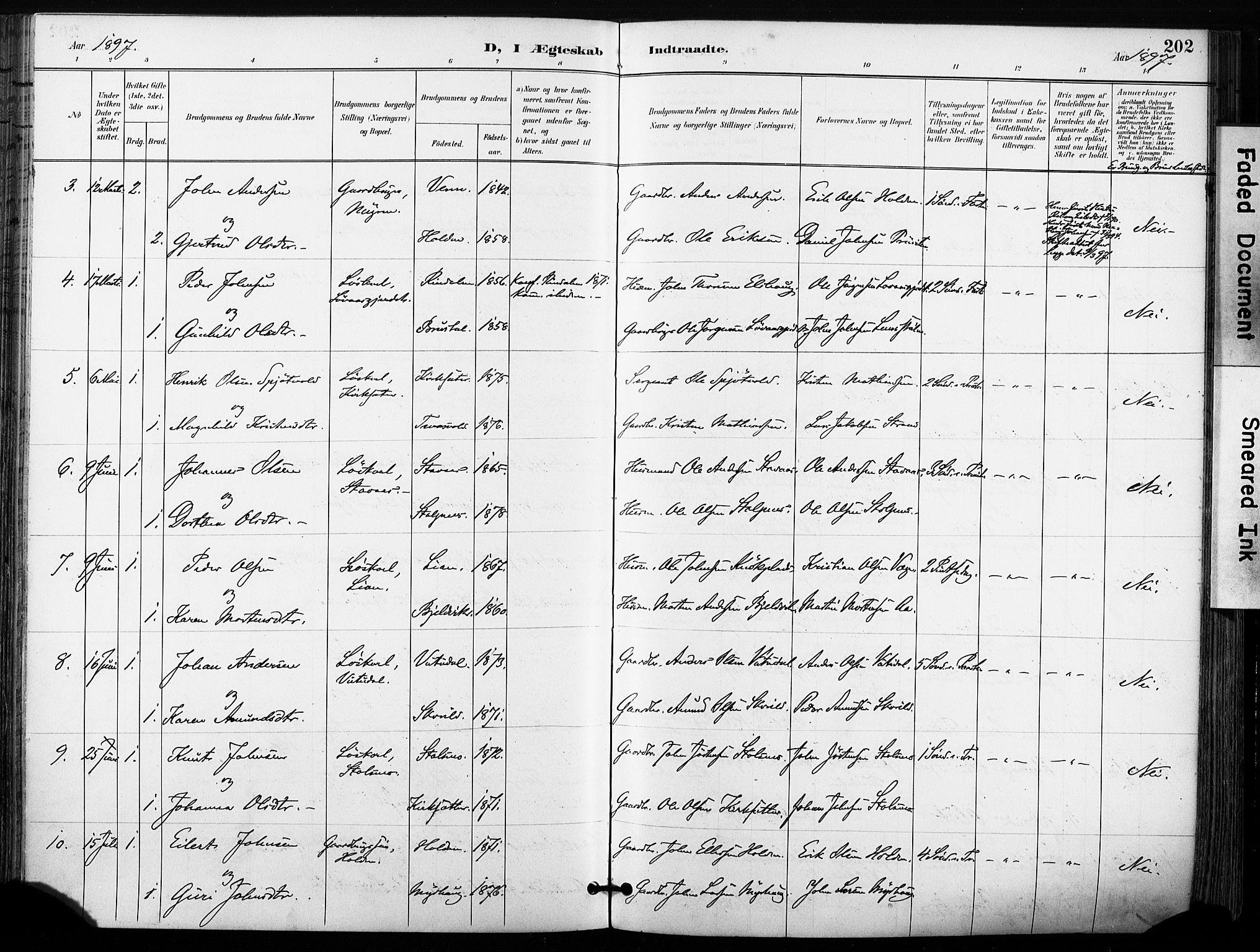 Ministerialprotokoller, klokkerbøker og fødselsregistre - Sør-Trøndelag, SAT/A-1456/630/L0497: Parish register (official) no. 630A10, 1896-1910, p. 202