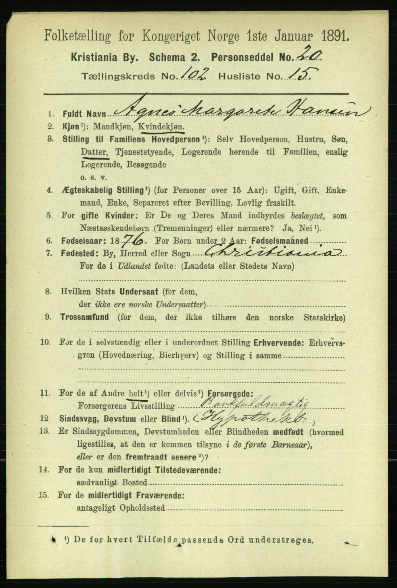 RA, 1891 census for 0301 Kristiania, 1891, p. 50932