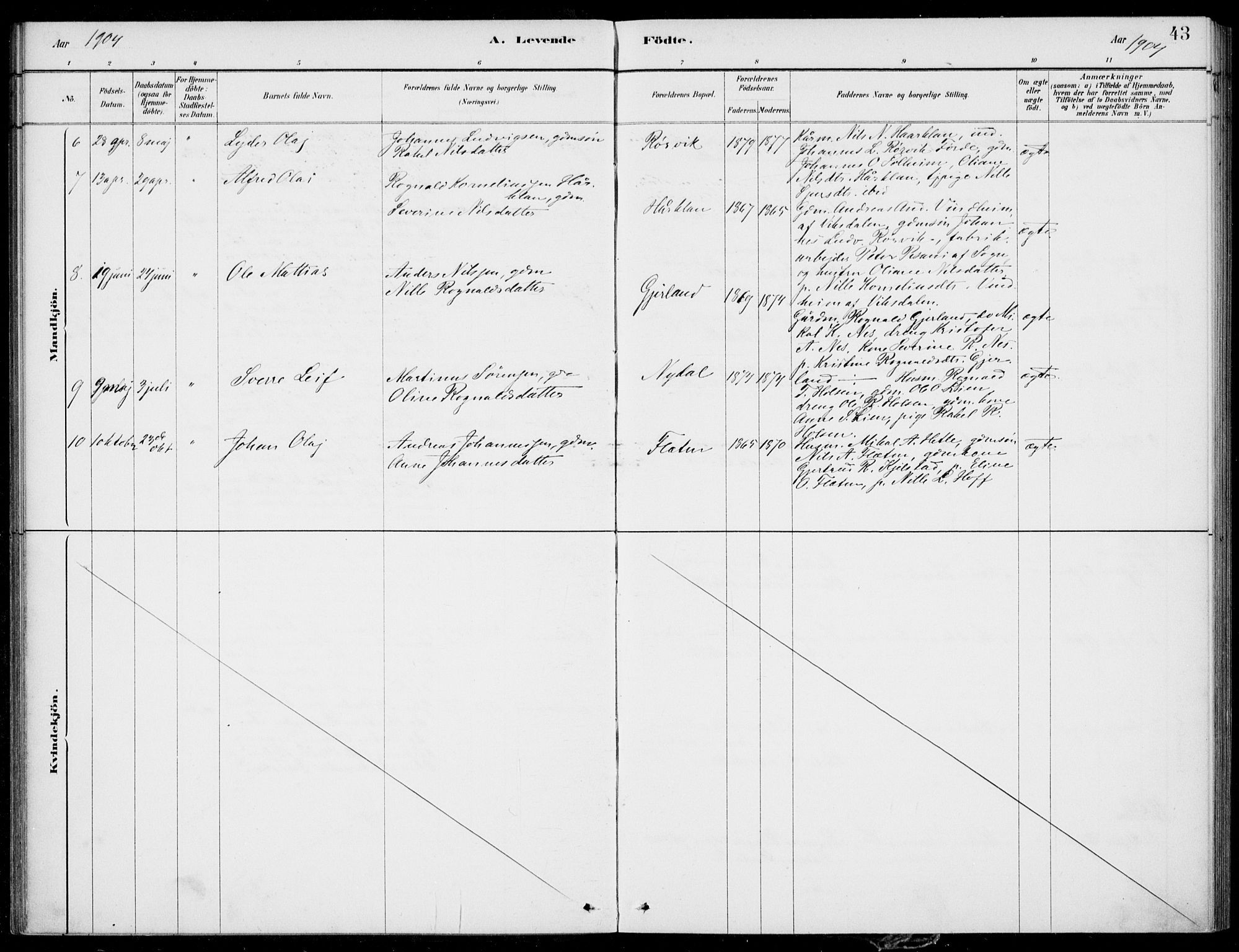 Førde sokneprestembete, AV/SAB-A-79901/H/Haa/Haac/L0001: Parish register (official) no. C  1, 1881-1920, p. 43