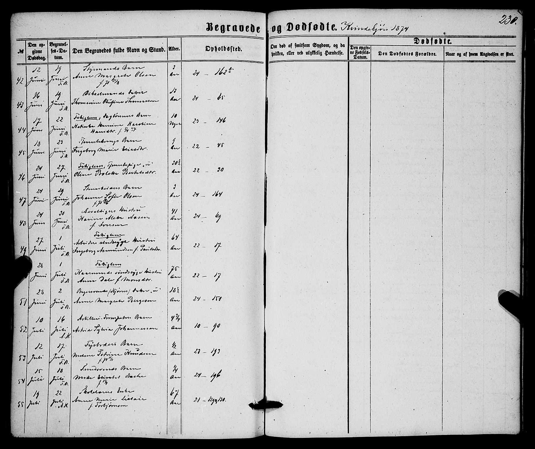 Korskirken sokneprestembete, SAB/A-76101/H/Haa/L0045: Parish register (official) no. E 3, 1863-1875, p. 230