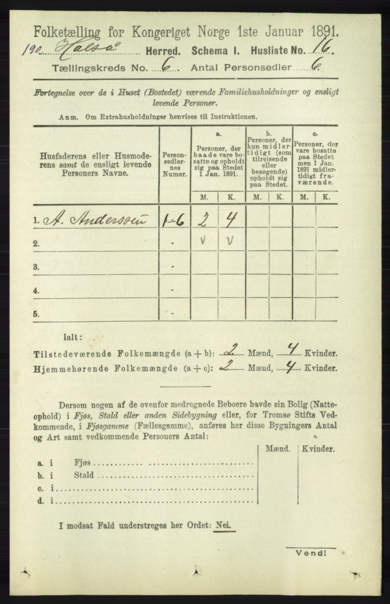 RA, 1891 census for 1019 Halse og Harkmark, 1891, p. 2326