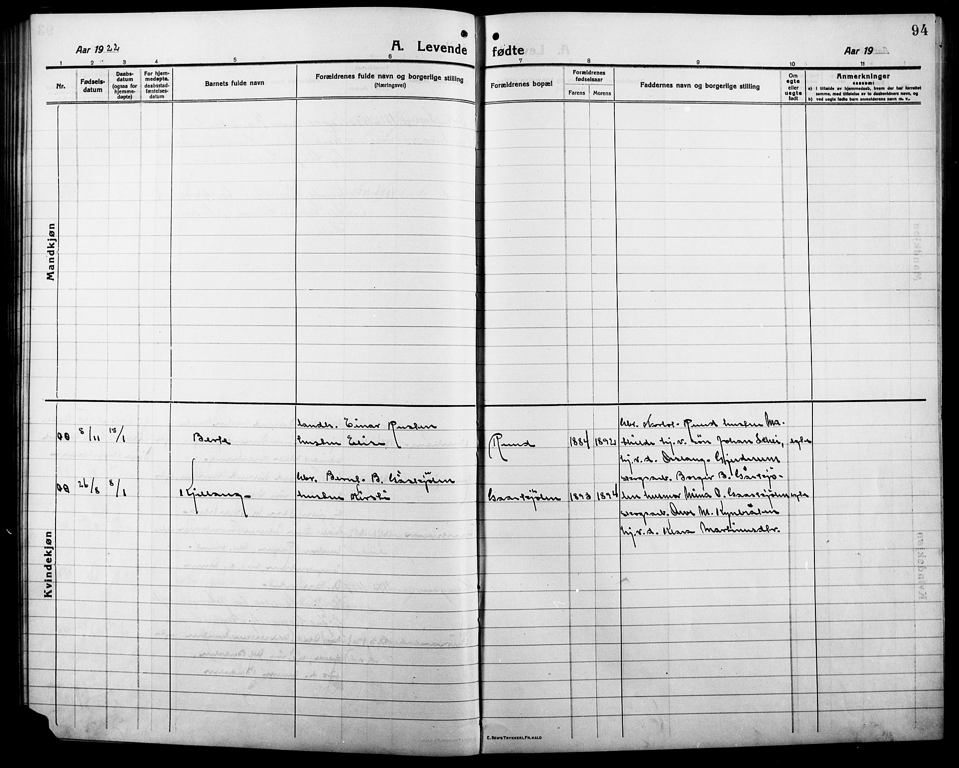 Våler prestekontor, Hedmark, AV/SAH-PREST-040/H/Ha/Hab/L0003: Parish register (copy) no. 3, 1914-1921, p. 94