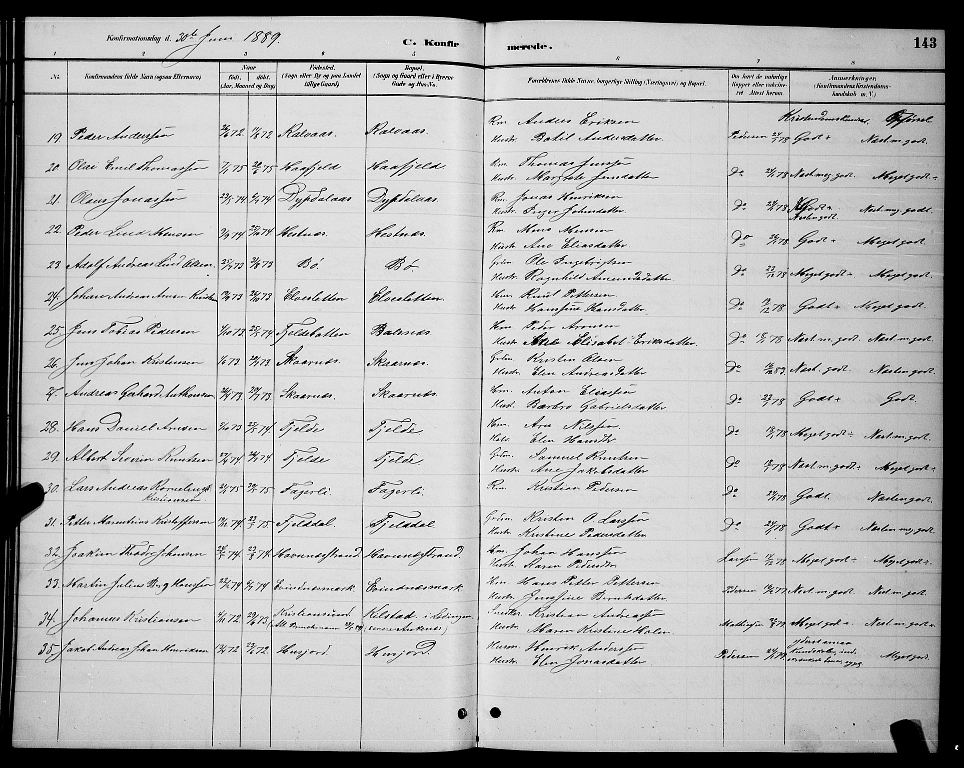 Ministerialprotokoller, klokkerbøker og fødselsregistre - Nordland, AV/SAT-A-1459/863/L0914: Parish register (copy) no. 863C04, 1886-1897, p. 143