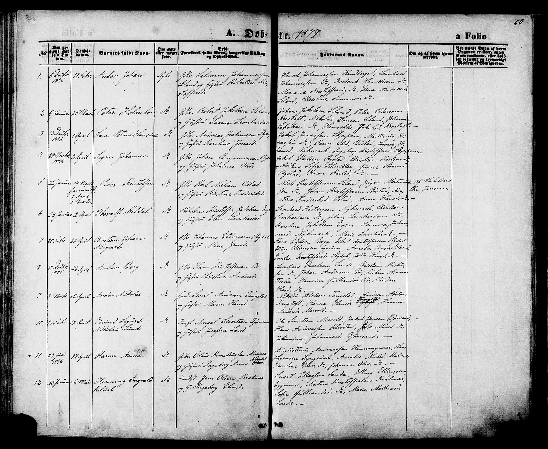 Ministerialprotokoller, klokkerbøker og fødselsregistre - Nordland, SAT/A-1459/880/L1132: Parish register (official) no. 880A06, 1869-1887, p. 60