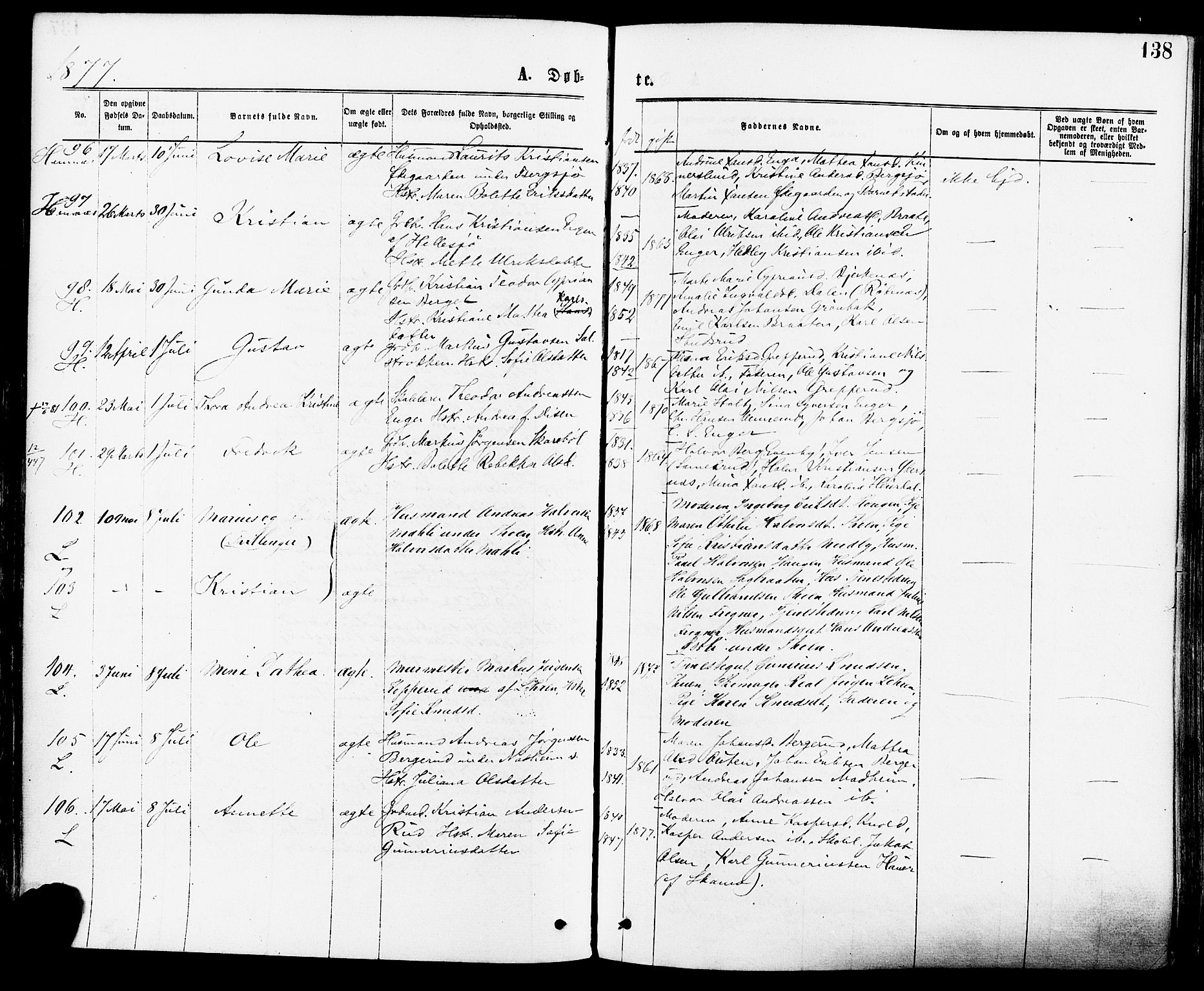 Høland prestekontor Kirkebøker, SAO/A-10346a/F/Fa/L0012.a: Parish register (official) no. I 12A, 1869-1879, p. 138