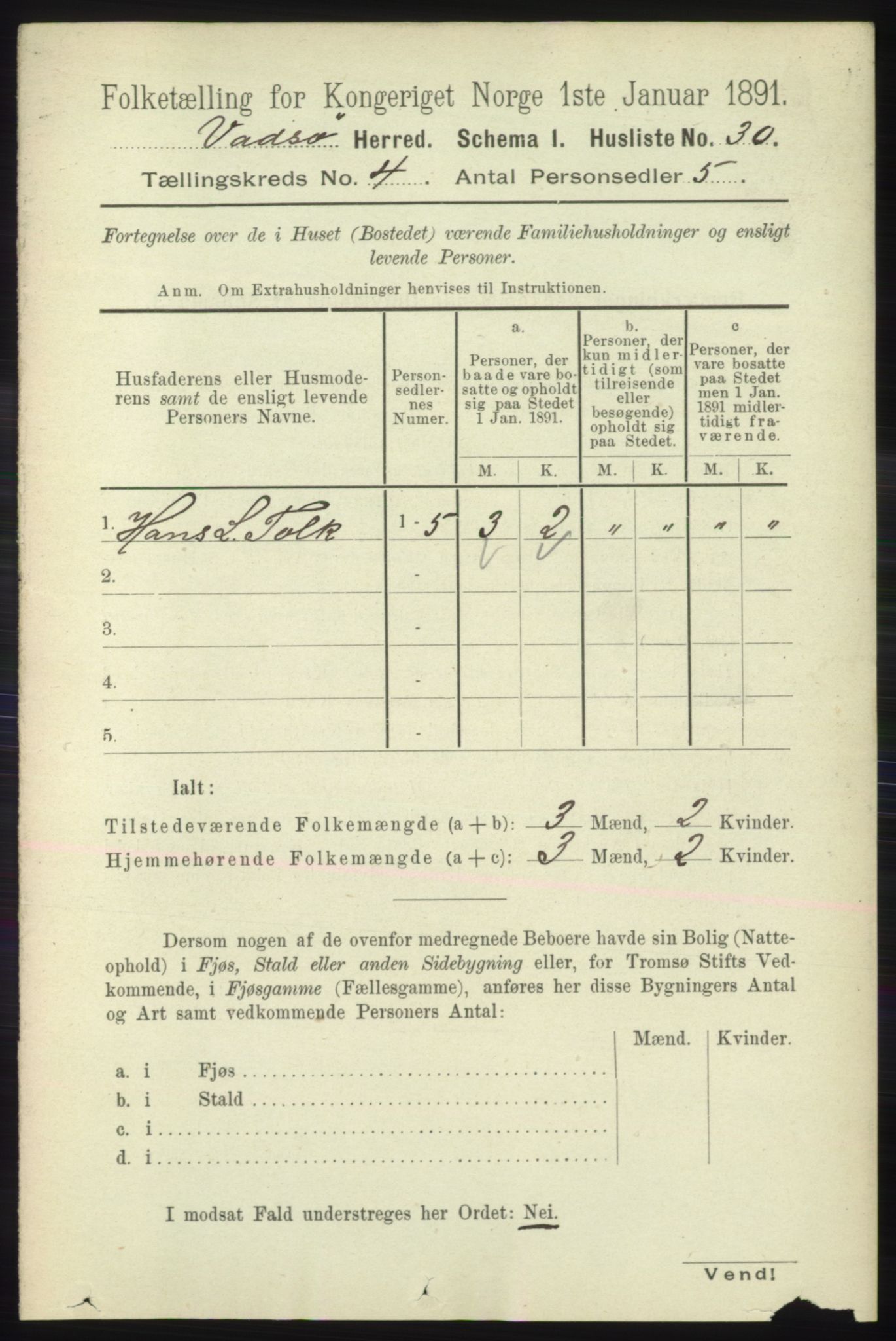 RA, 1891 census for 2029 Vadsø, 1891, p. 1173