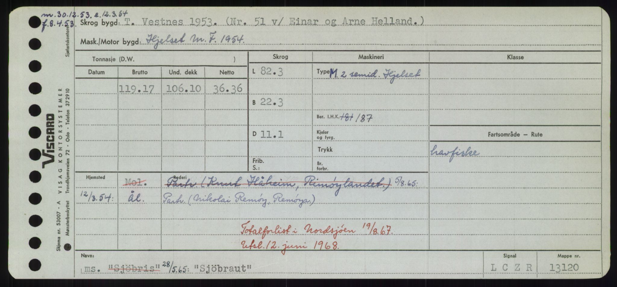 Sjøfartsdirektoratet med forløpere, Skipsmålingen, AV/RA-S-1627/H/Hd/L0033: Fartøy, Sevi-Sjø, p. 349