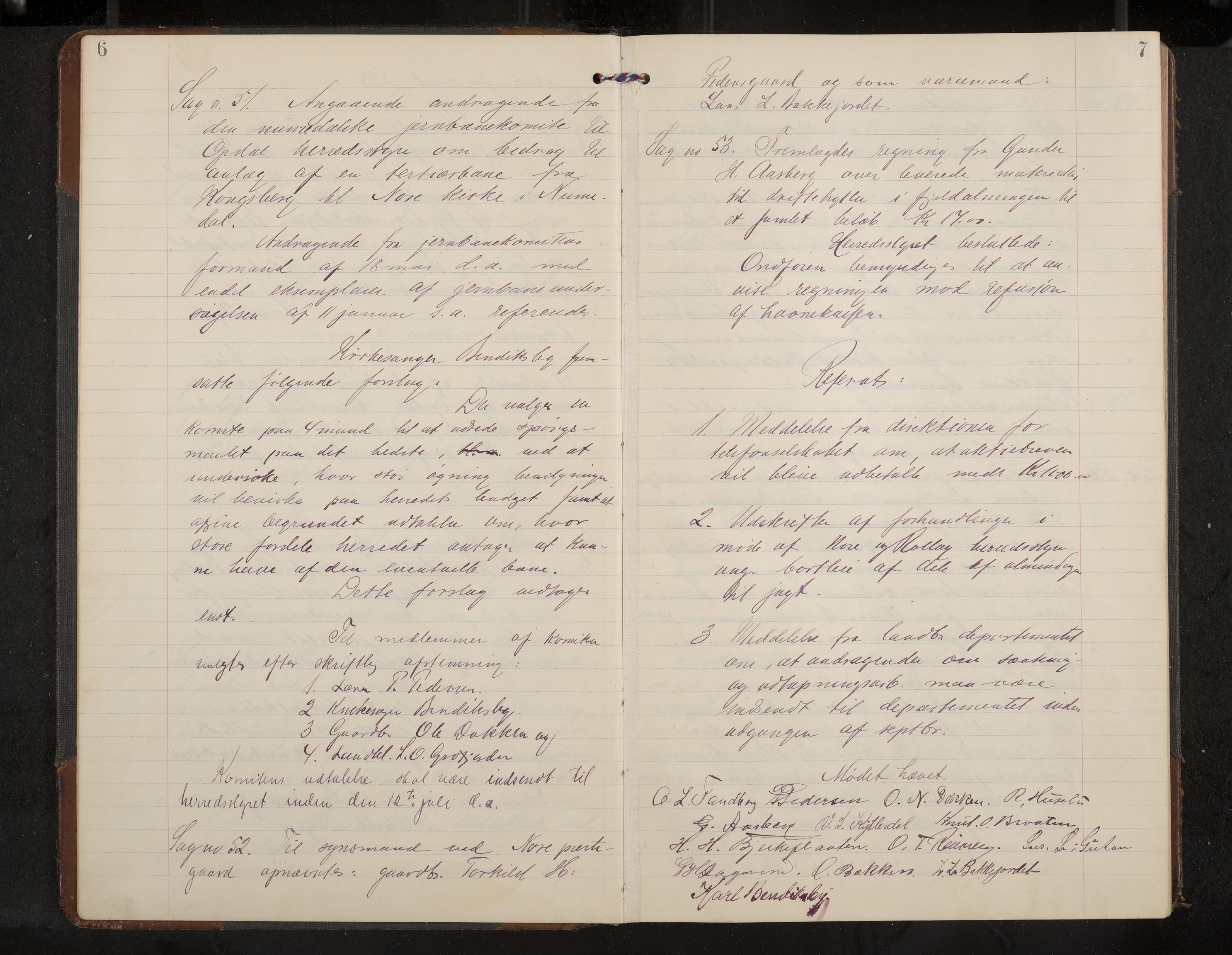 Uvdal formannskap og sentraladministrasjon, IKAK/0634021/A/Aa/L0002: Møtebok, 1909-1915, p. 6-7