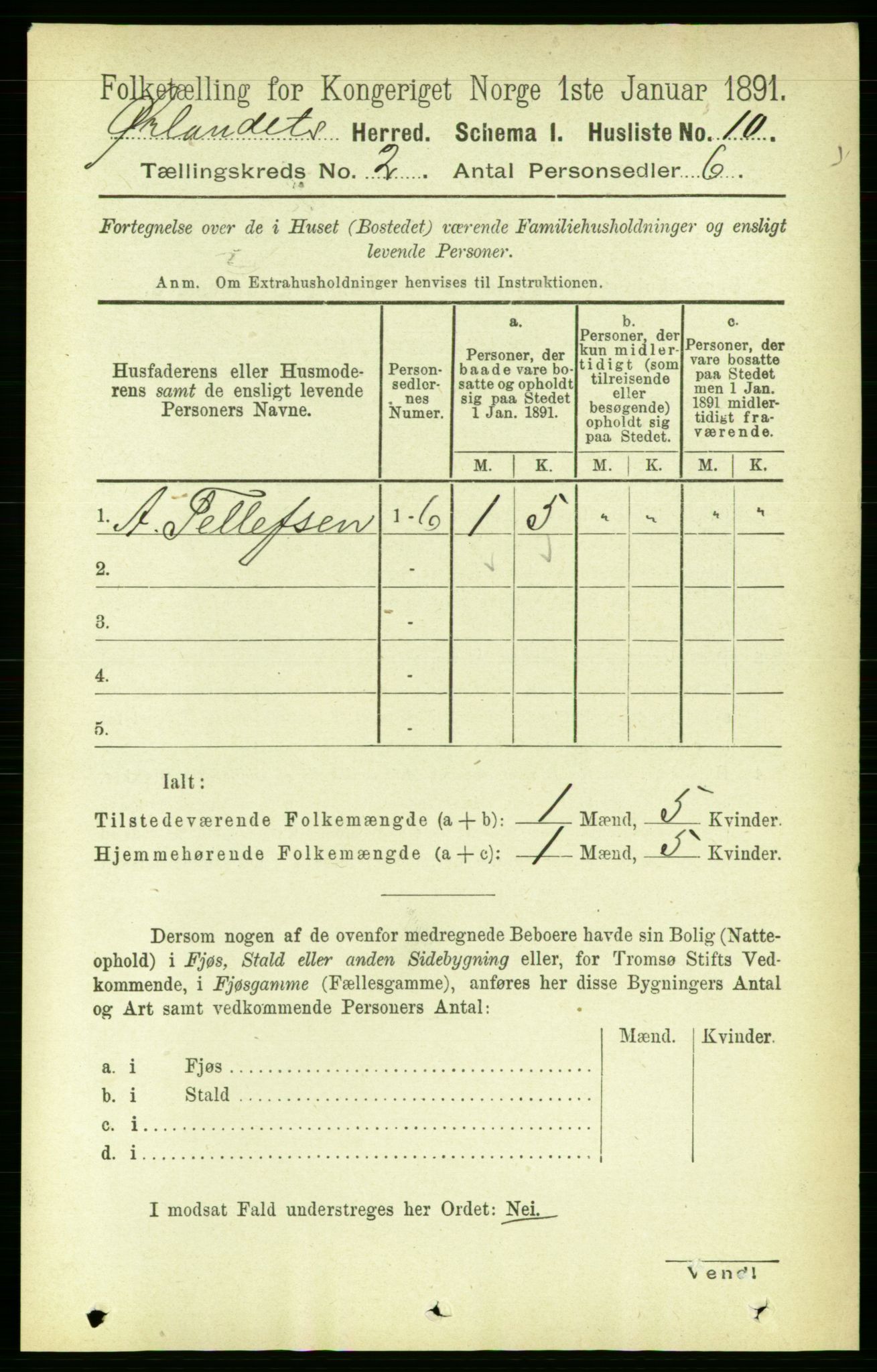 RA, 1891 census for 1621 Ørland, 1891, p. 421