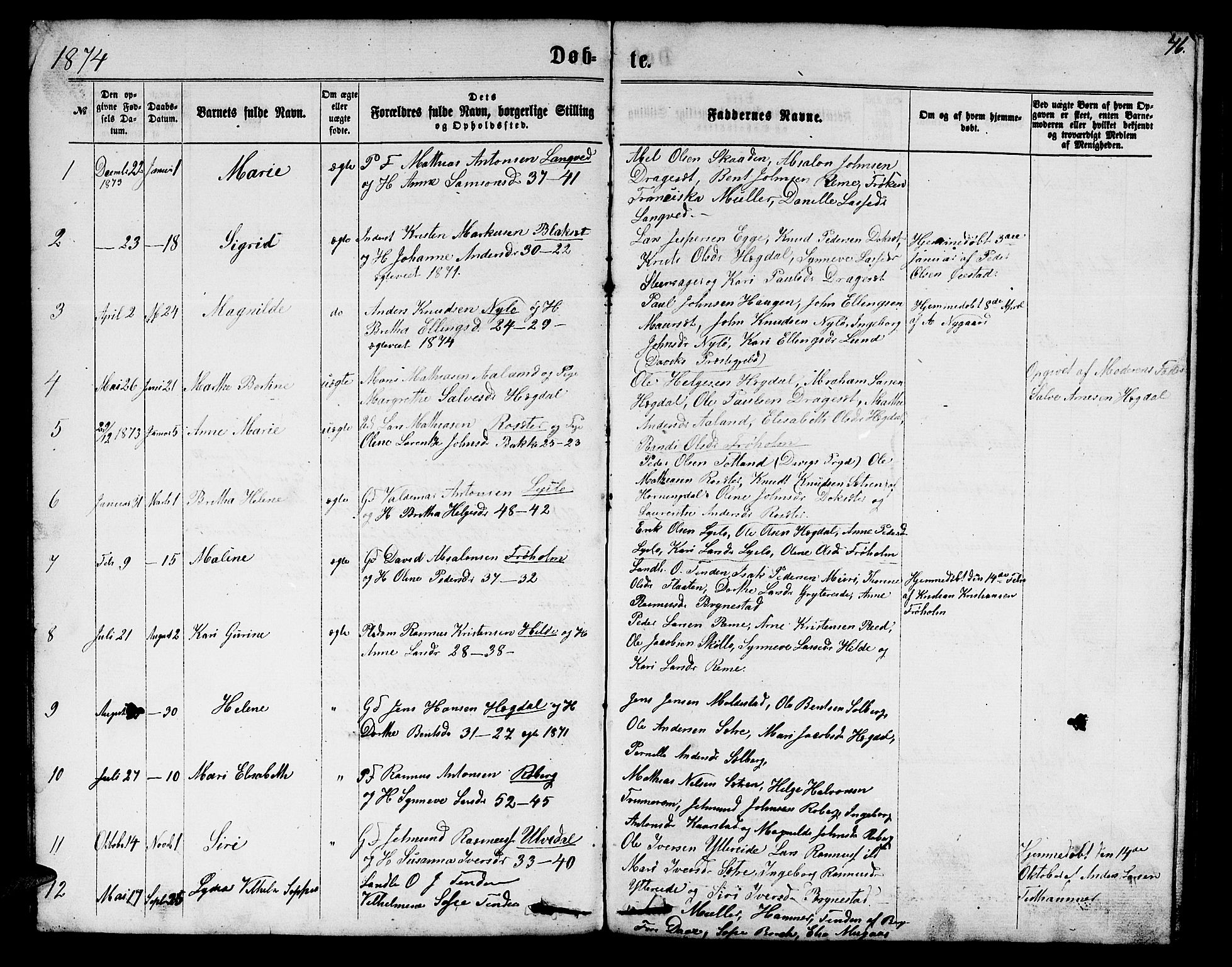 Innvik sokneprestembete, AV/SAB-A-80501: Parish register (copy) no. A 2, 1864-1885, p. 46