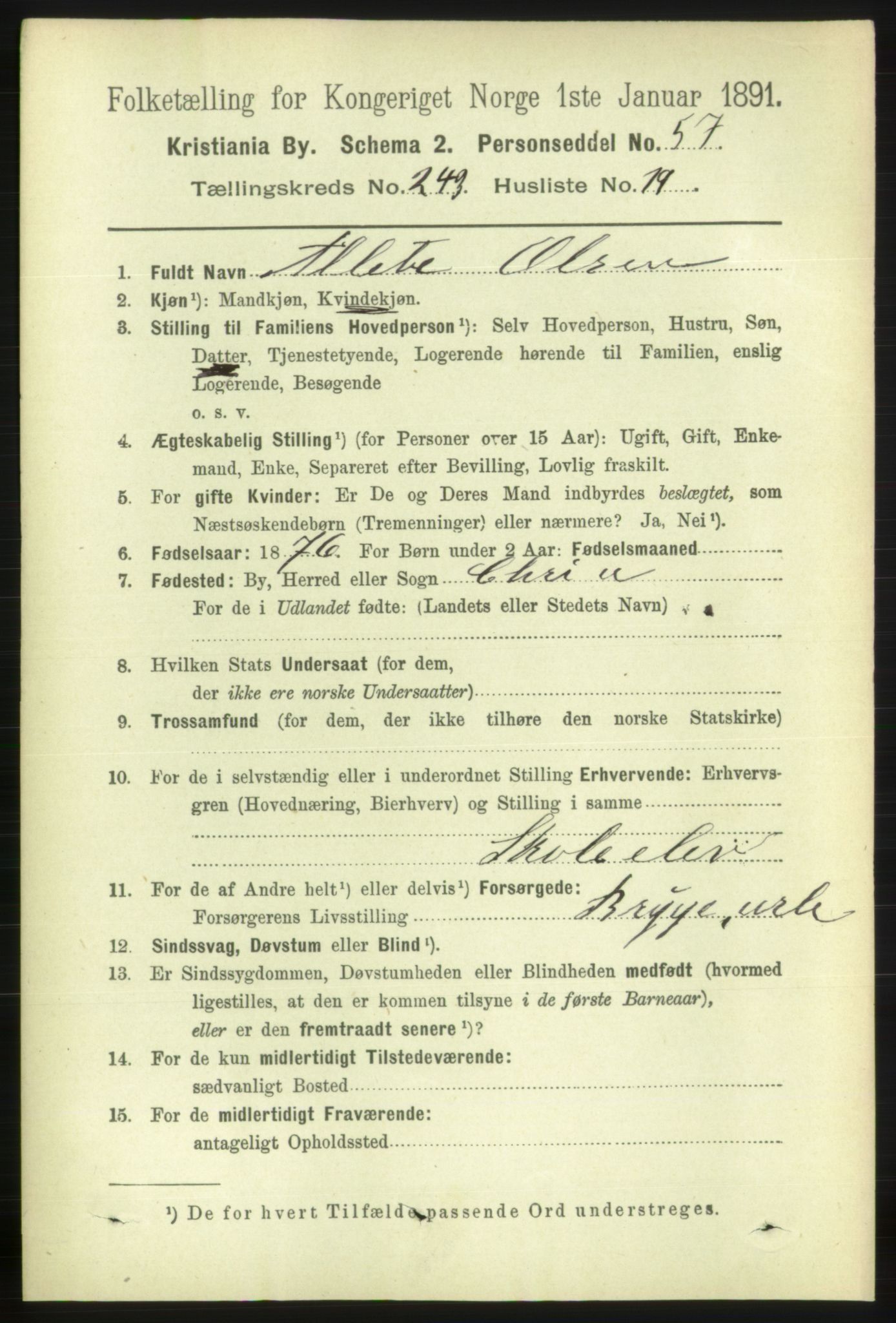 RA, 1891 census for 0301 Kristiania, 1891, p. 148241