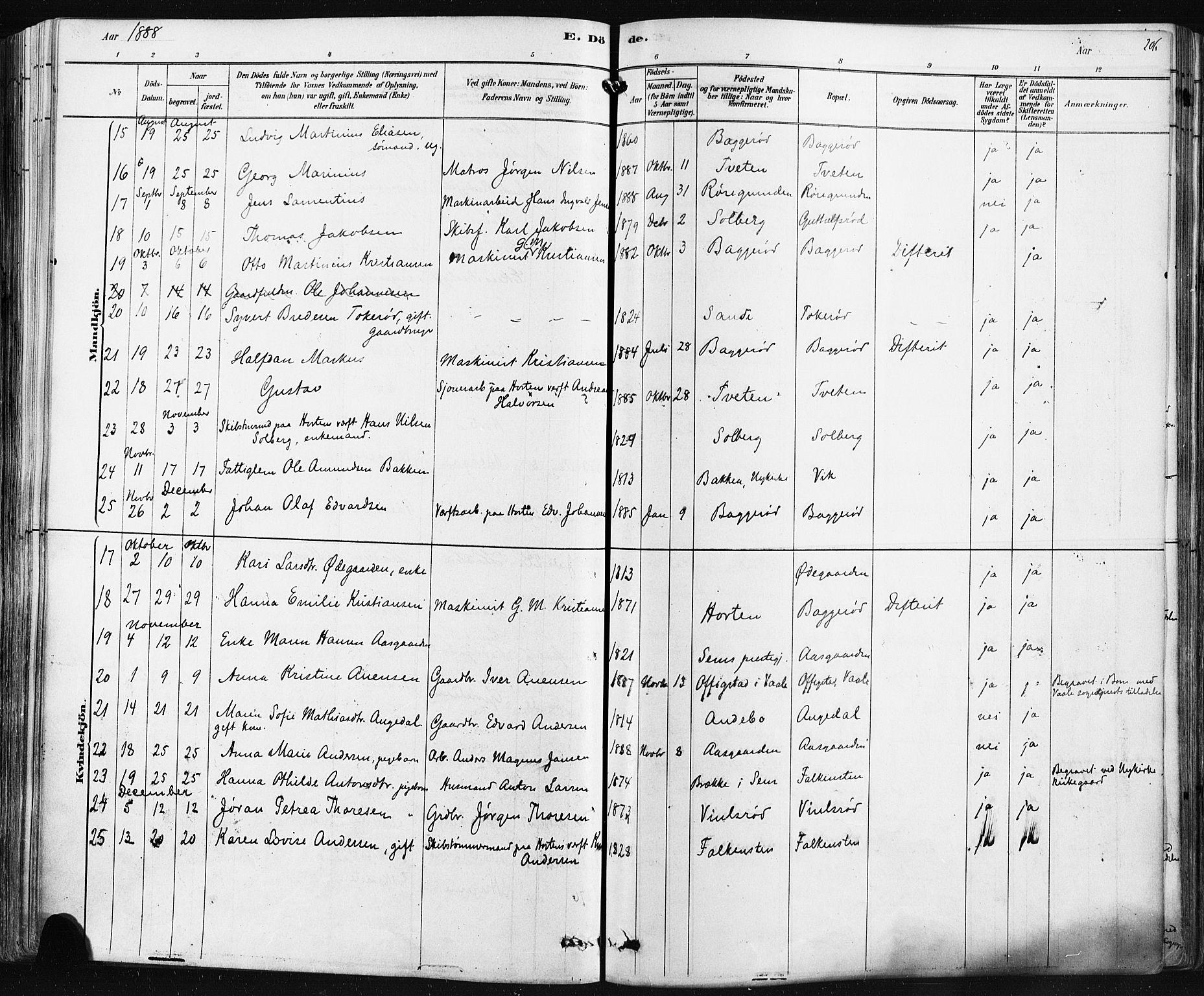 Borre kirkebøker, AV/SAKO-A-338/F/Fa/L0009: Parish register (official) no. I 9, 1878-1896, p. 206