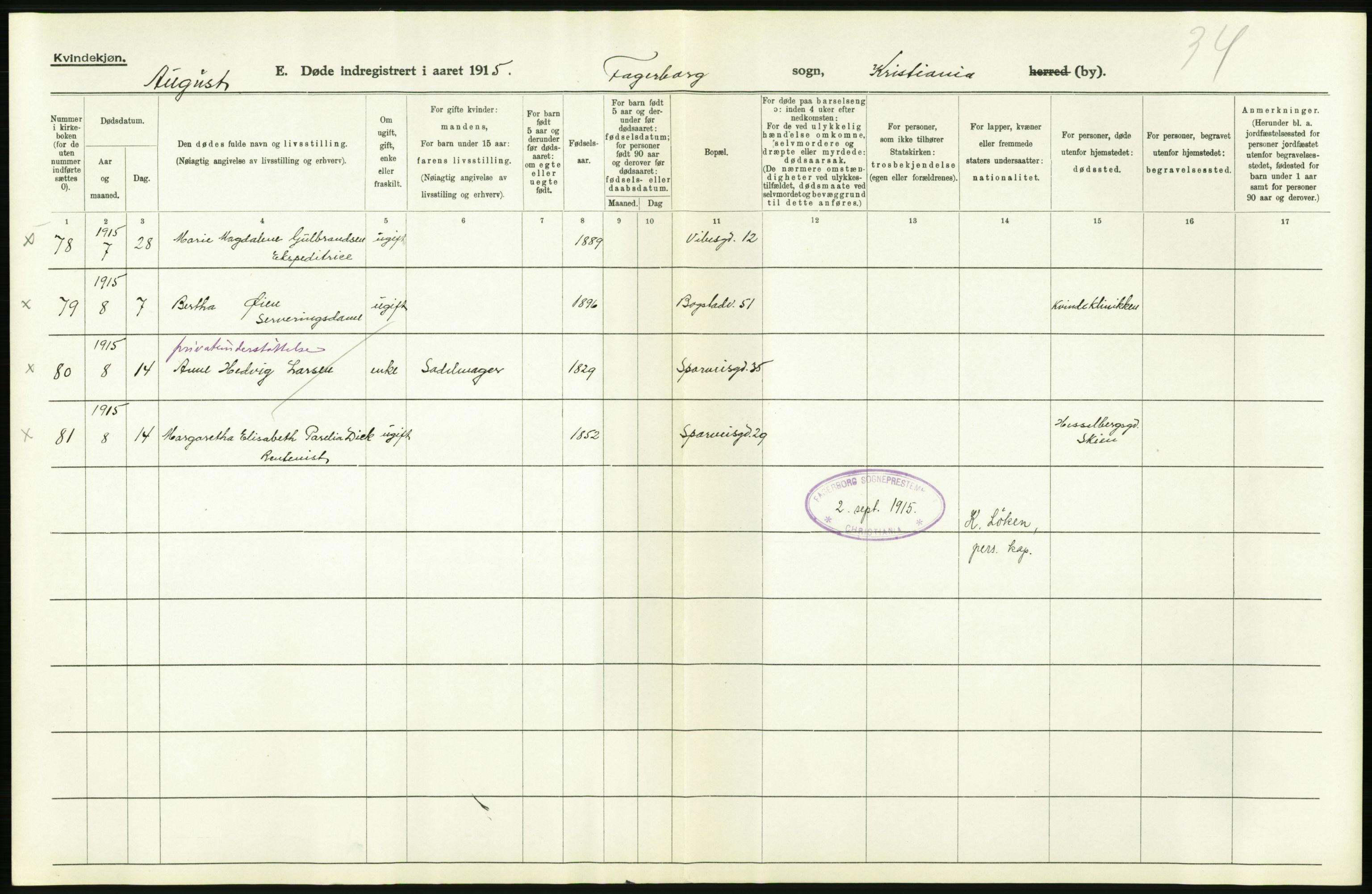 Statistisk sentralbyrå, Sosiodemografiske emner, Befolkning, AV/RA-S-2228/D/Df/Dfb/Dfbe/L0009: Kristiania: Døde., 1915, p. 550