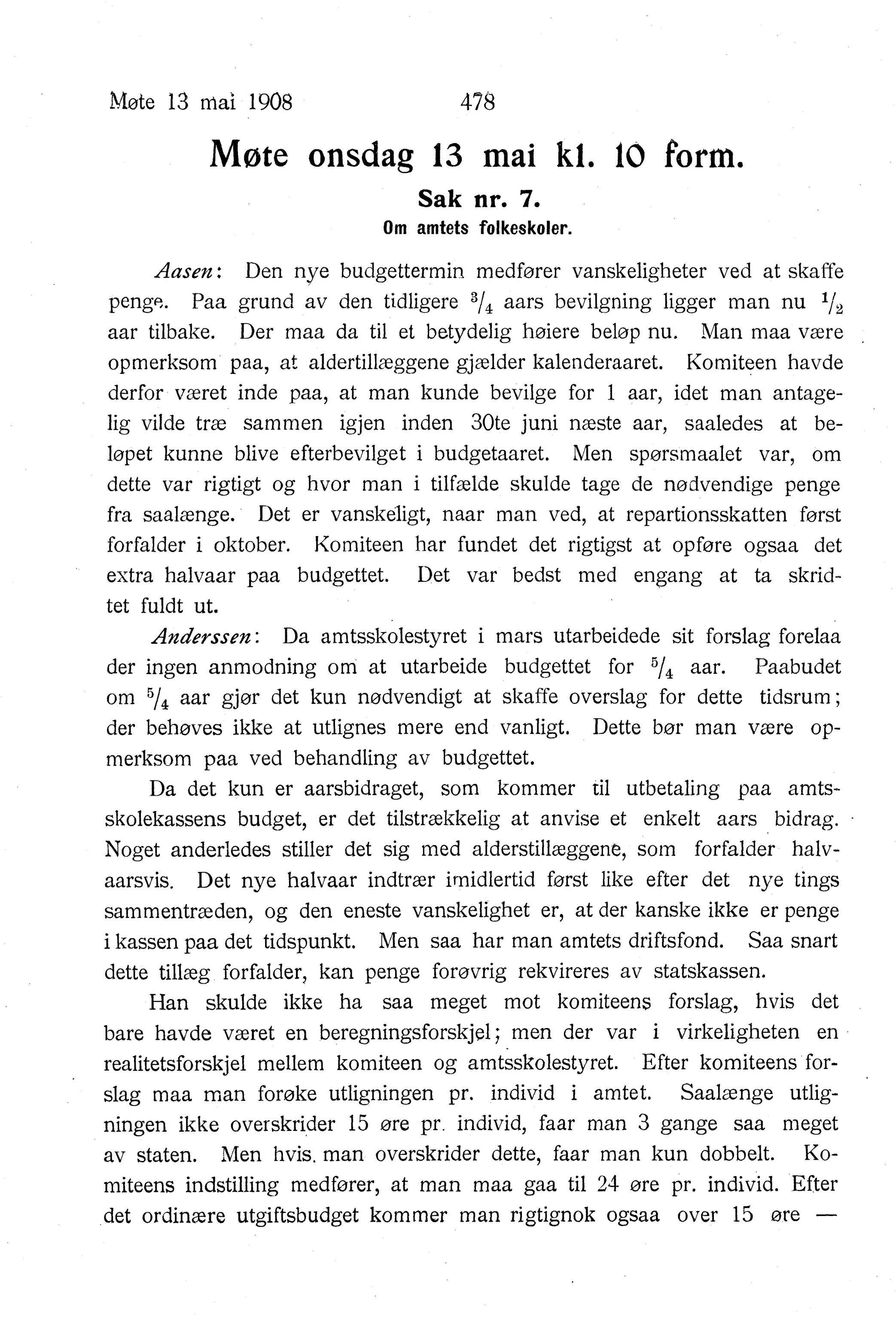 Nordland Fylkeskommune. Fylkestinget, AIN/NFK-17/176/A/Ac/L0031: Fylkestingsforhandlinger 1908, 1908, p. 478