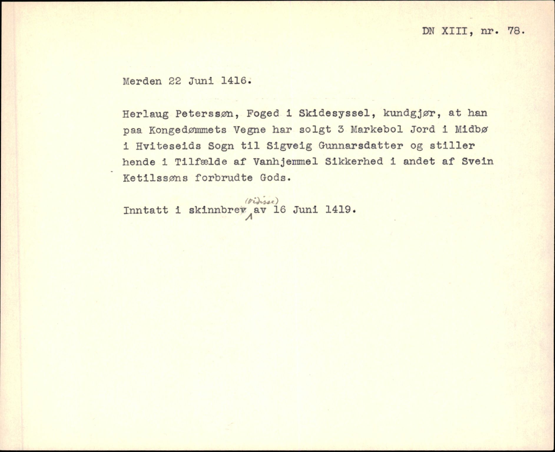 Riksarkivets diplomsamling, AV/RA-EA-5965/F35/F35f/L0003: Regestsedler: Diplomer fra DRA 1937 og 1996, p. 243