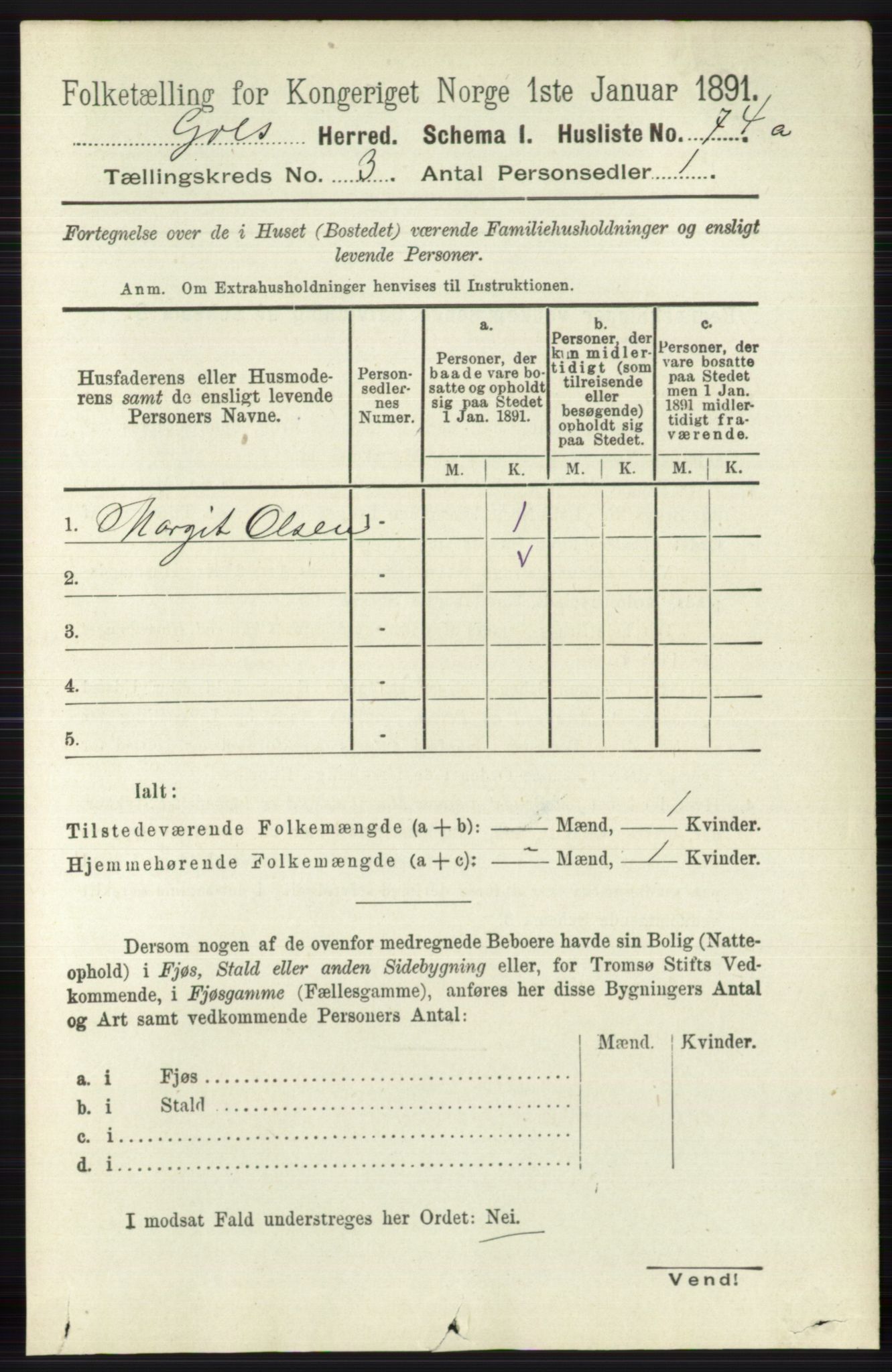 RA, 1891 census for 0617 Gol og Hemsedal, 1891, p. 1269