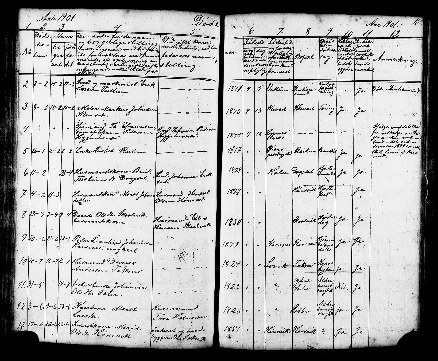 Ministerialprotokoller, klokkerbøker og fødselsregistre - Møre og Romsdal, SAT/A-1454/576/L0890: Parish register (copy) no. 576C01, 1837-1908, p. 165