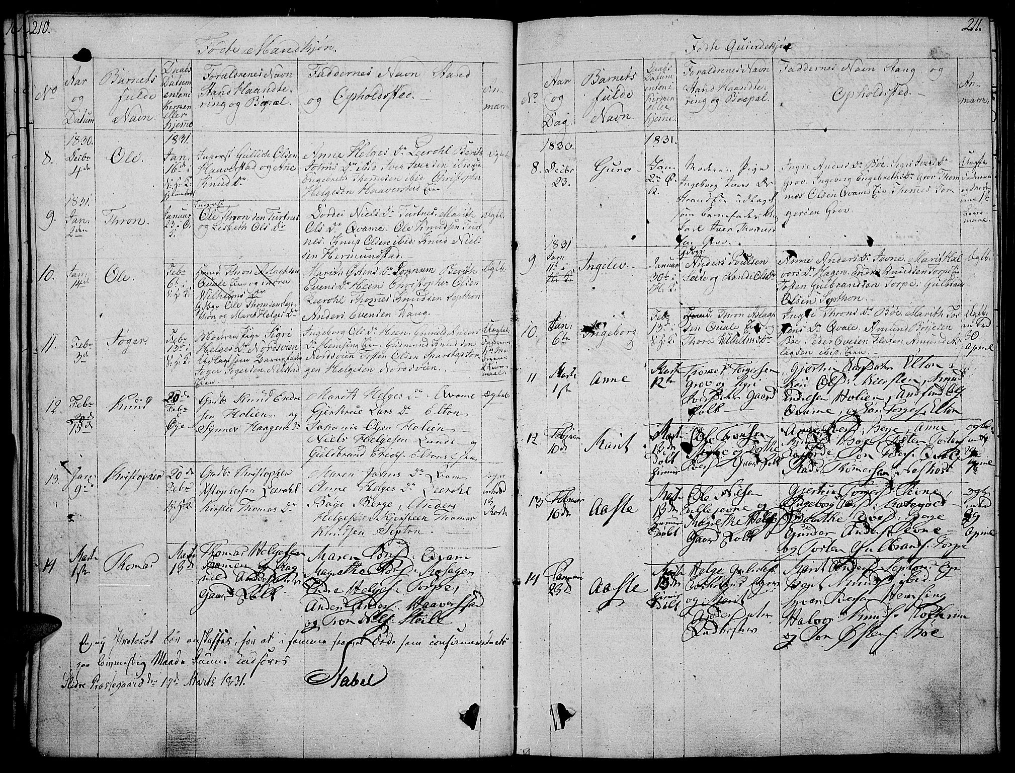 Vang prestekontor, Valdres, SAH/PREST-140/H/Ha/L0003: Parish register (official) no. 3, 1809-1831, p. 210-211