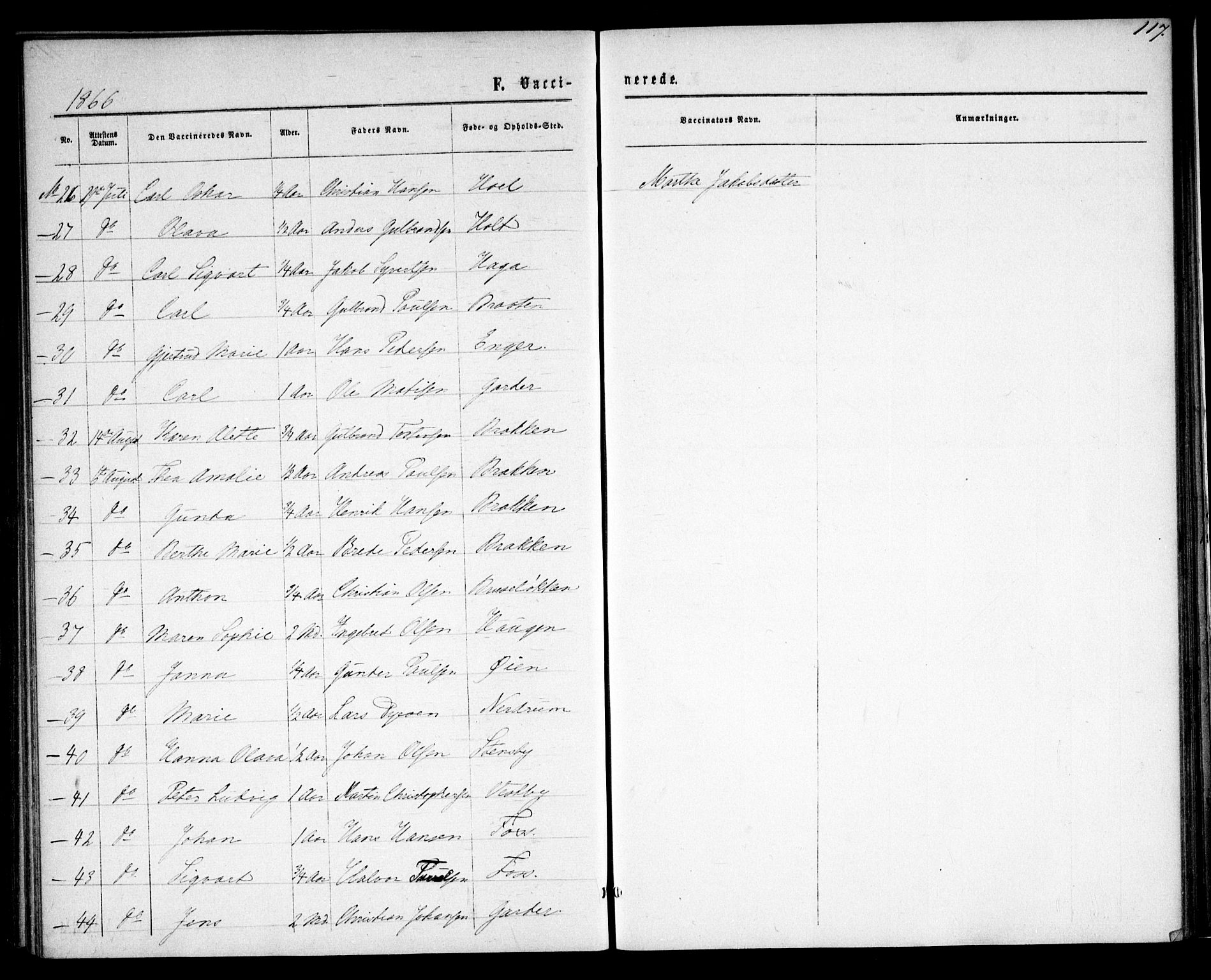 Fet prestekontor Kirkebøker, AV/SAO-A-10370a/F/Fa/L0012: Parish register (official) no. I 12, 1860-1866, p. 117