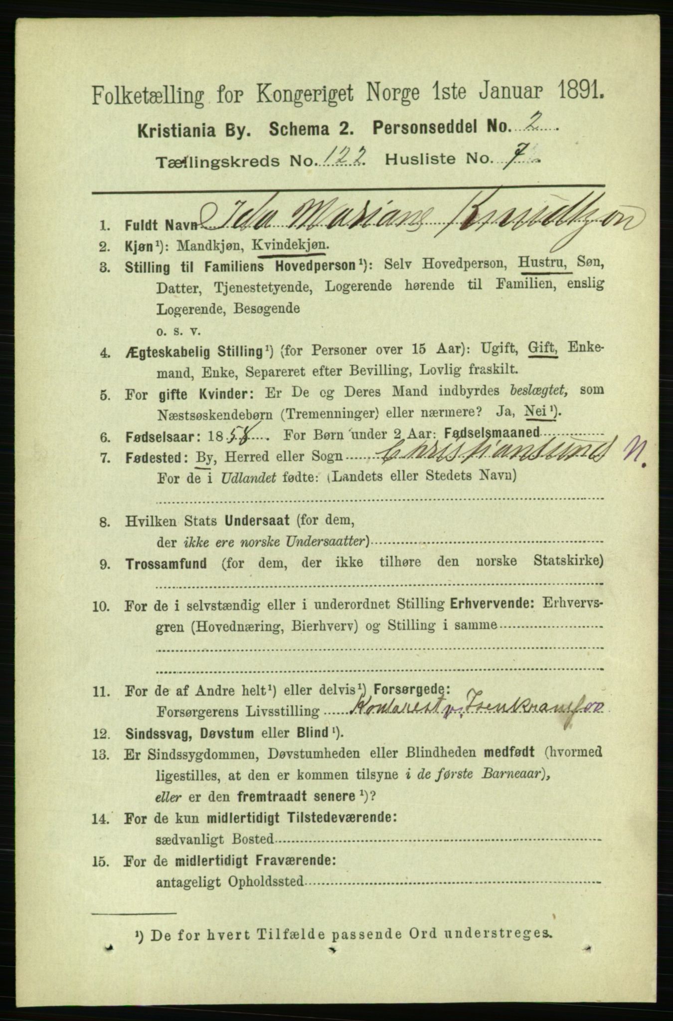 RA, 1891 census for 0301 Kristiania, 1891, p. 64895