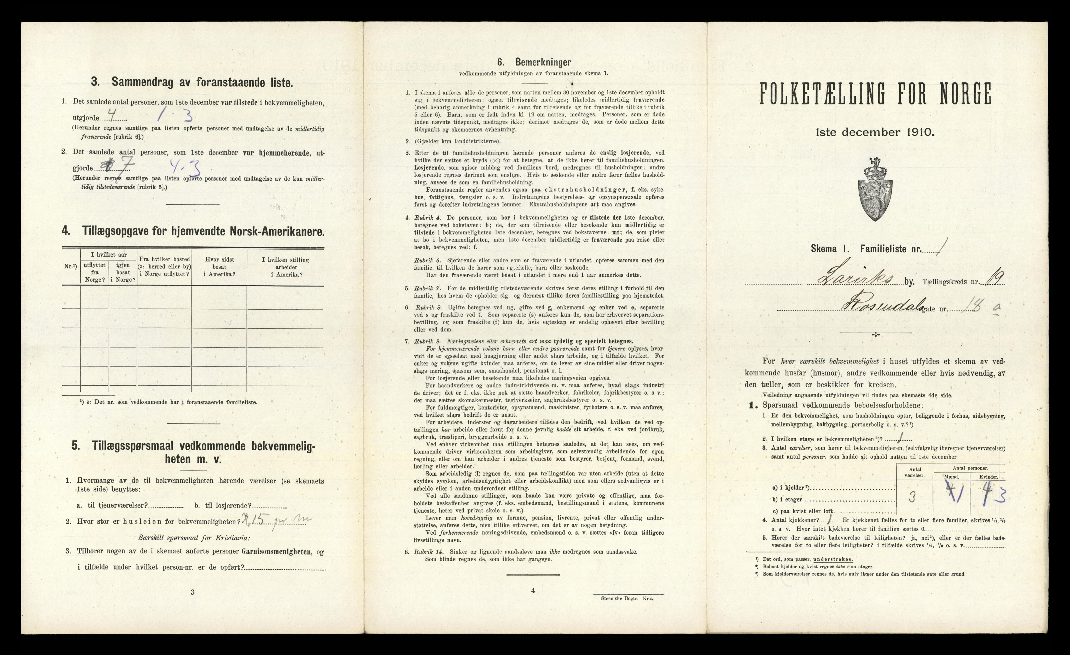 RA, 1910 census for Larvik, 1910, p. 6301