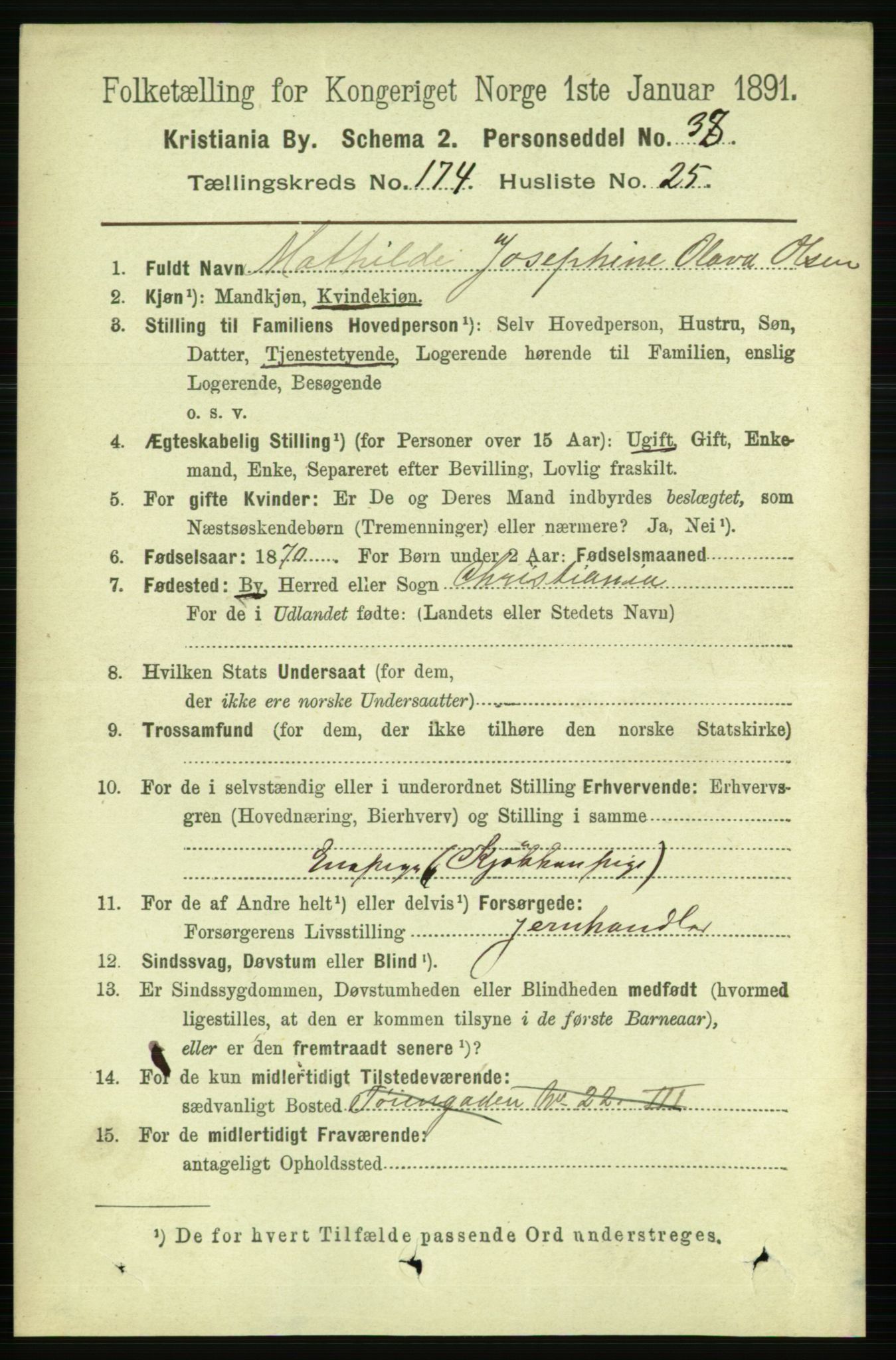 RA, 1891 census for 0301 Kristiania, 1891, p. 104569