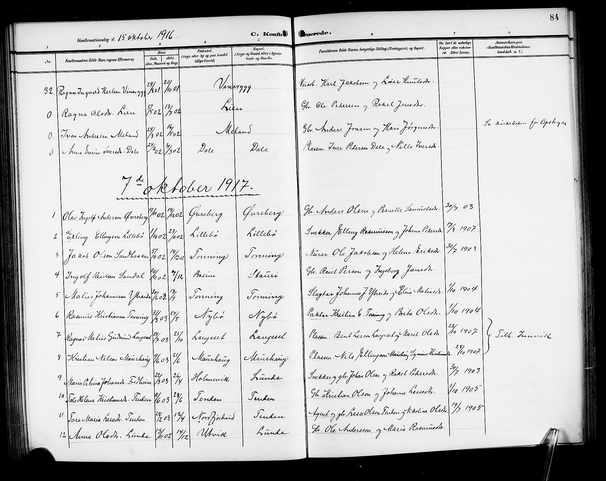 Stryn Sokneprestembete, SAB/A-82501: Parish register (copy) no. A 3, 1906-1924, p. 84