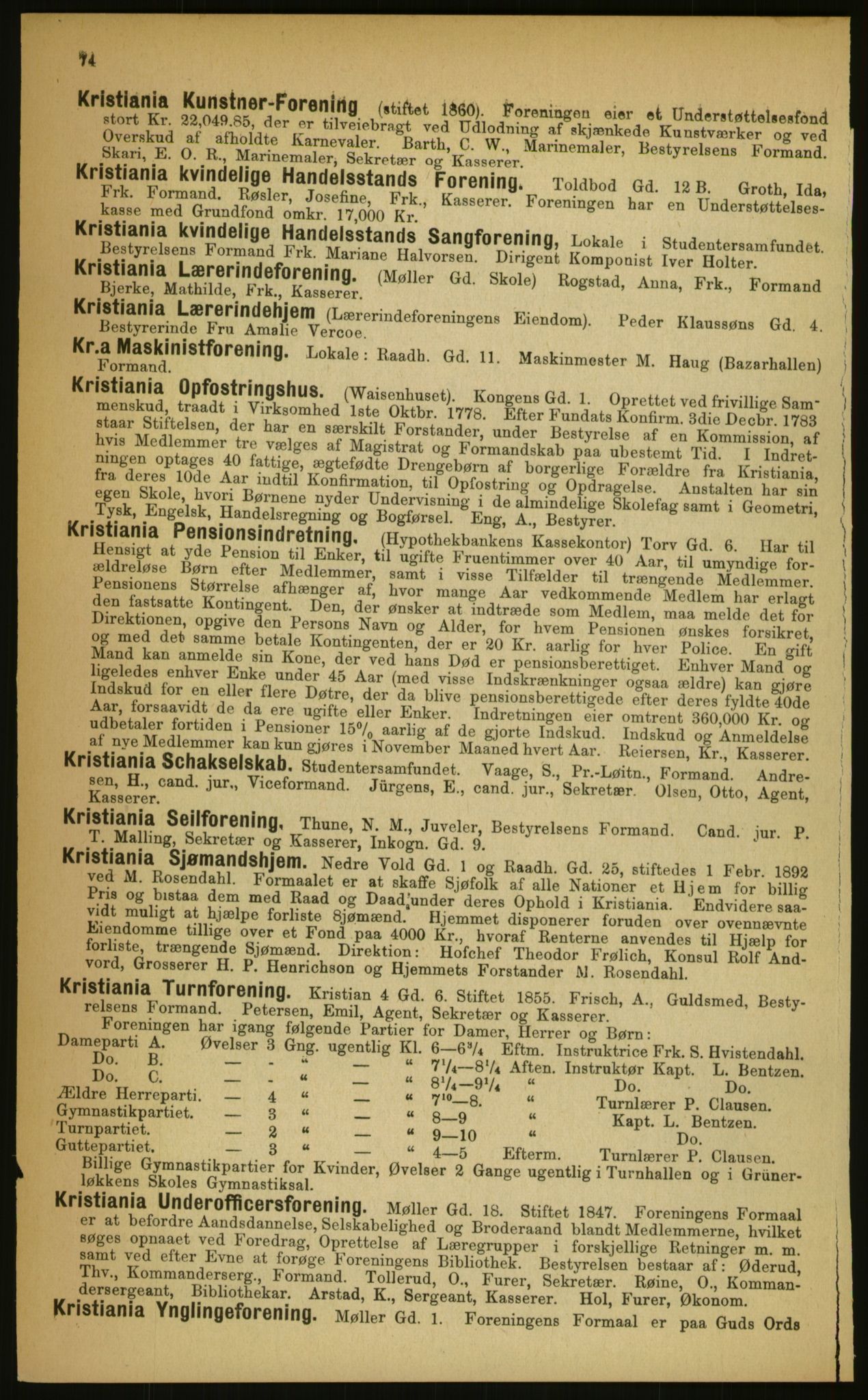 Kristiania/Oslo adressebok, PUBL/-, 1899, p. 74