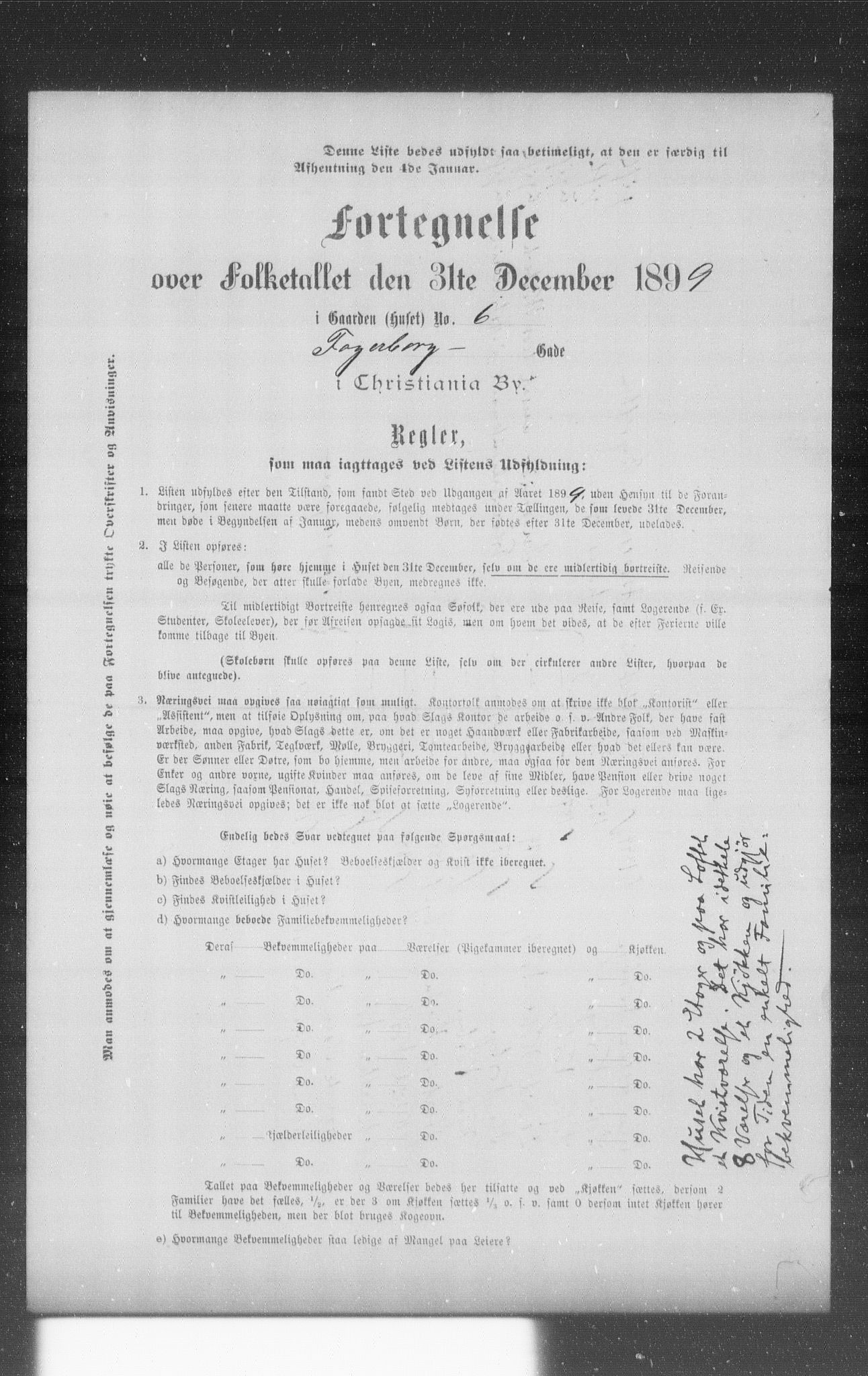 OBA, Municipal Census 1899 for Kristiania, 1899, p. 3054