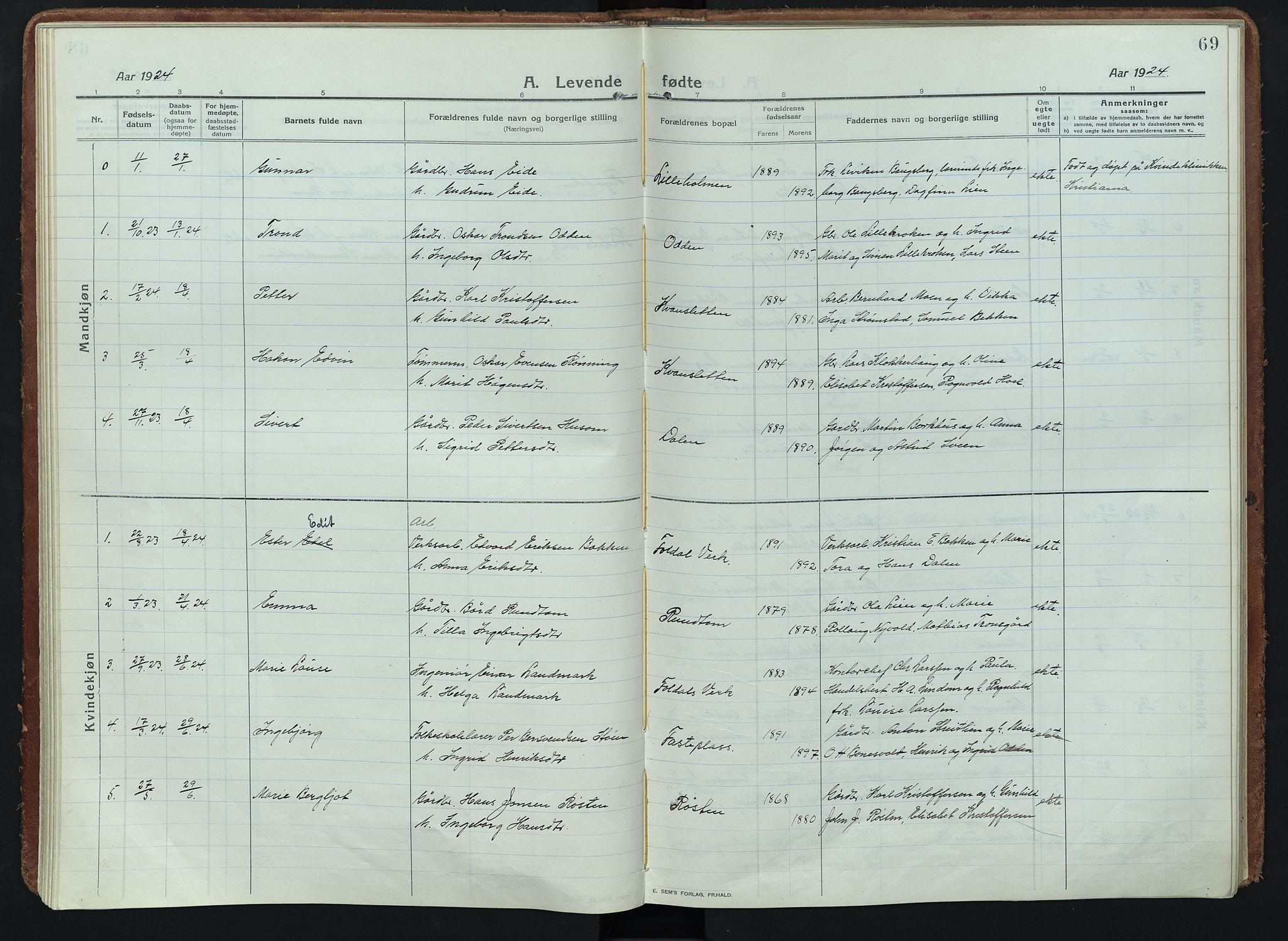 Alvdal prestekontor, AV/SAH-PREST-060/H/Ha/Haa/L0005: Parish register (official) no. 5, 1913-1930, p. 69