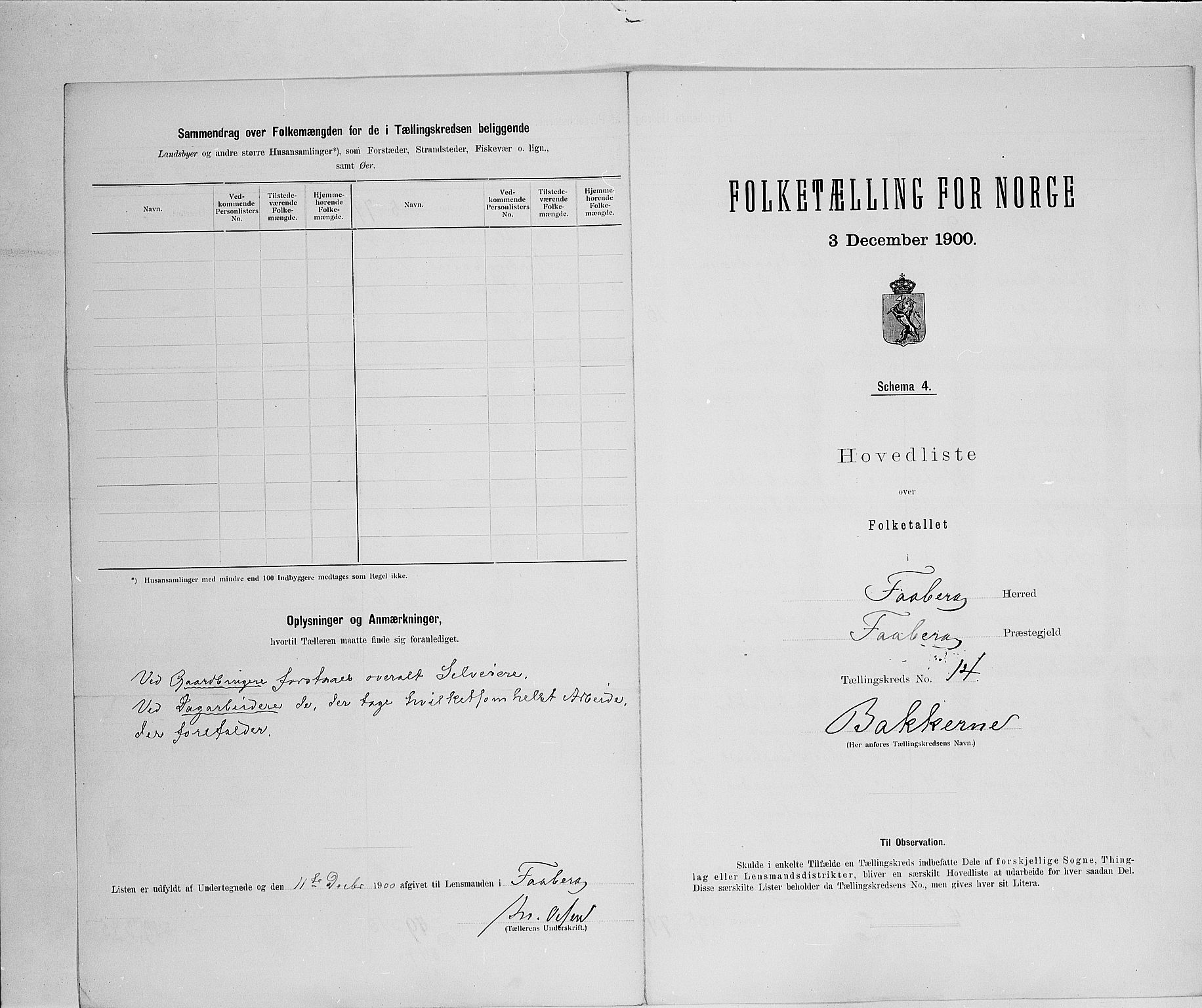 SAH, 1900 census for Fåberg, 1900, p. 58