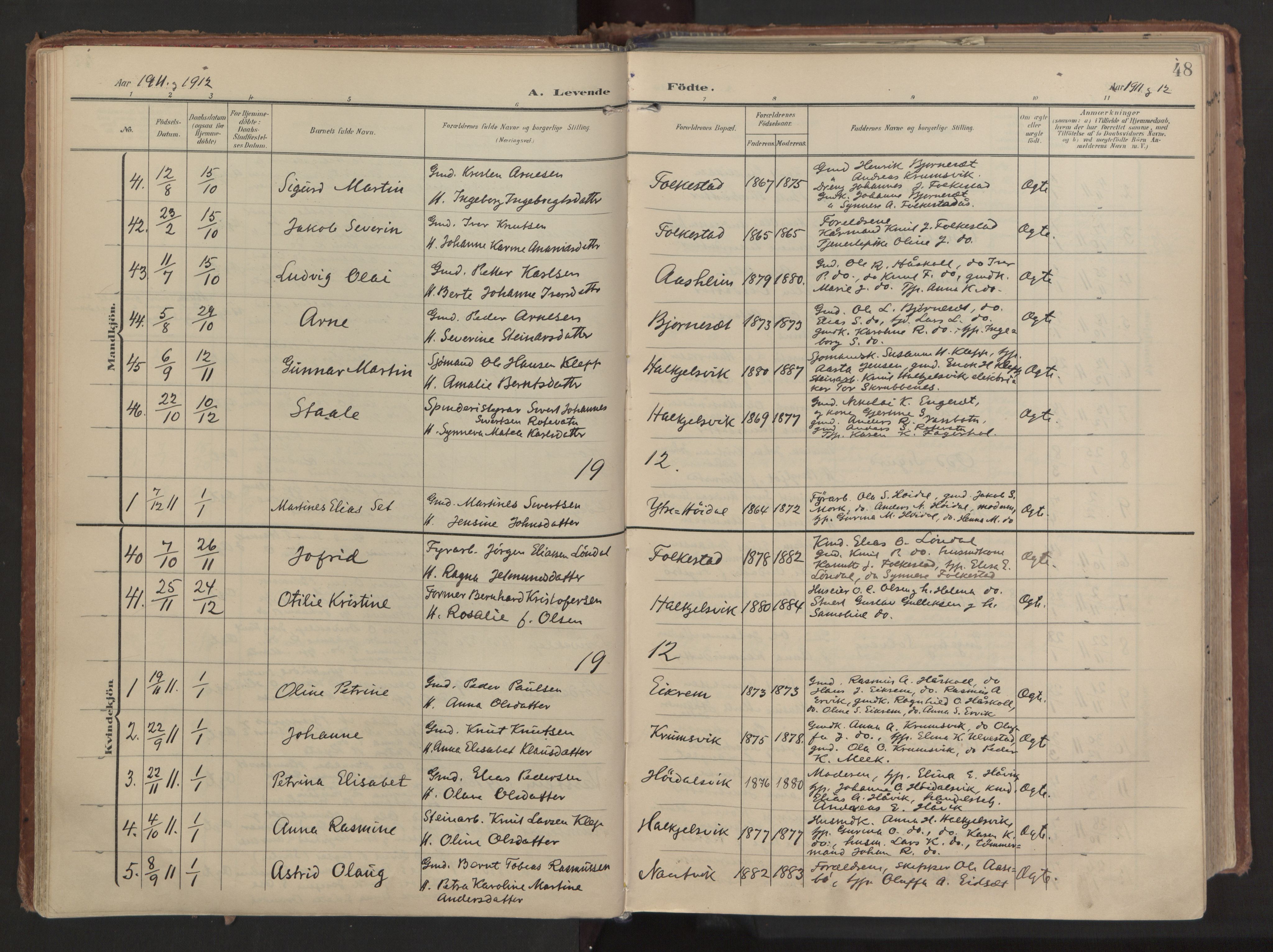 Ministerialprotokoller, klokkerbøker og fødselsregistre - Møre og Romsdal, AV/SAT-A-1454/511/L0144: Parish register (official) no. 511A11, 1906-1923, p. 48